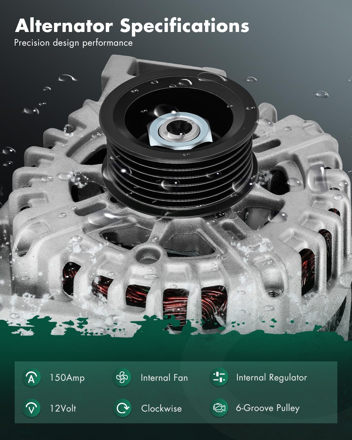 SCITOO High Output Alternator 150Amp 3.0L/3.6L 11932 Replacement New for Buick for LaCrosse 2010-2016,for Chevy for Equinox 2010