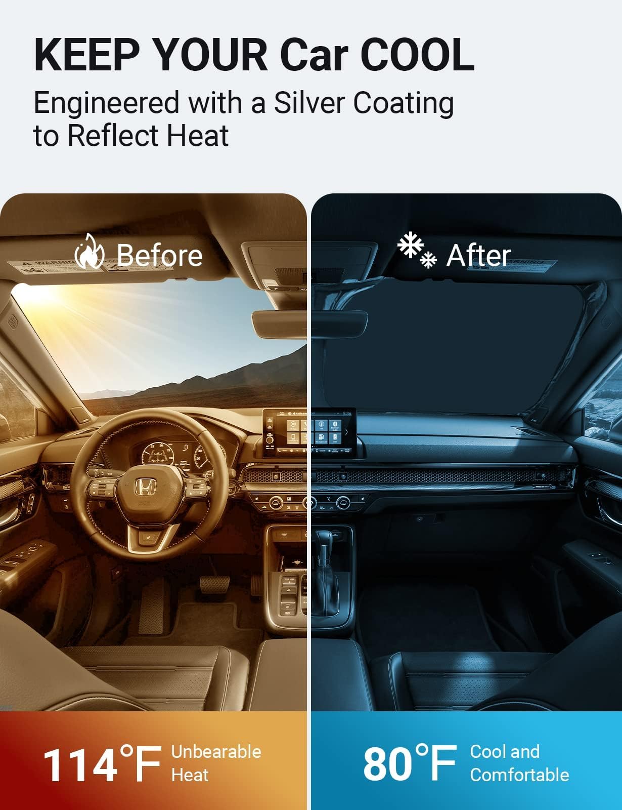 Proadsy 2025 Upgrade Front Windshield Sun Shade Foldable Sunshade Protector Custom Fit 2023-2024 2025 Honda Crv Suv, Lx, Ex, Ex-L, Sport Hybrid, Touring Accessories