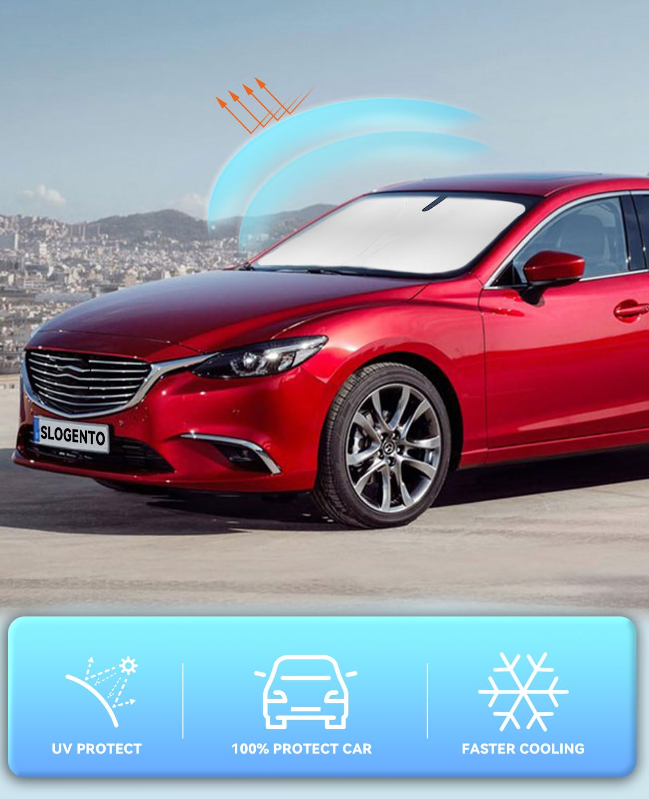 Sun Shade For Mazda 6 Windshield Sunshades For 2014-2020 2021 Mazda 6 Mazda6 Sedan, Sport, Touring, Grand Touring, Reserve, Sign