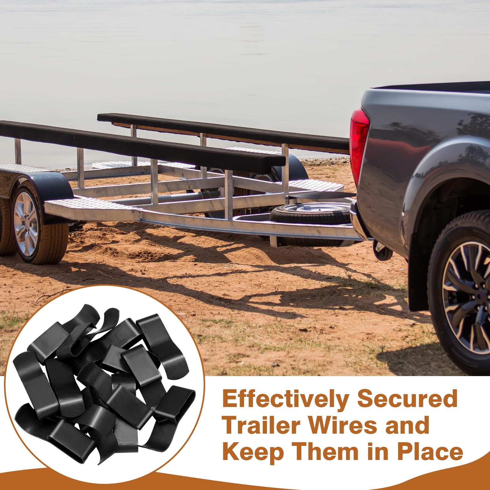 Datanly 50 Pack Trailer Frame Wire Clips Black Push-On Chassis Wire Clips Anti-Corrosion Spring Steel Harness Fasteners for Auto