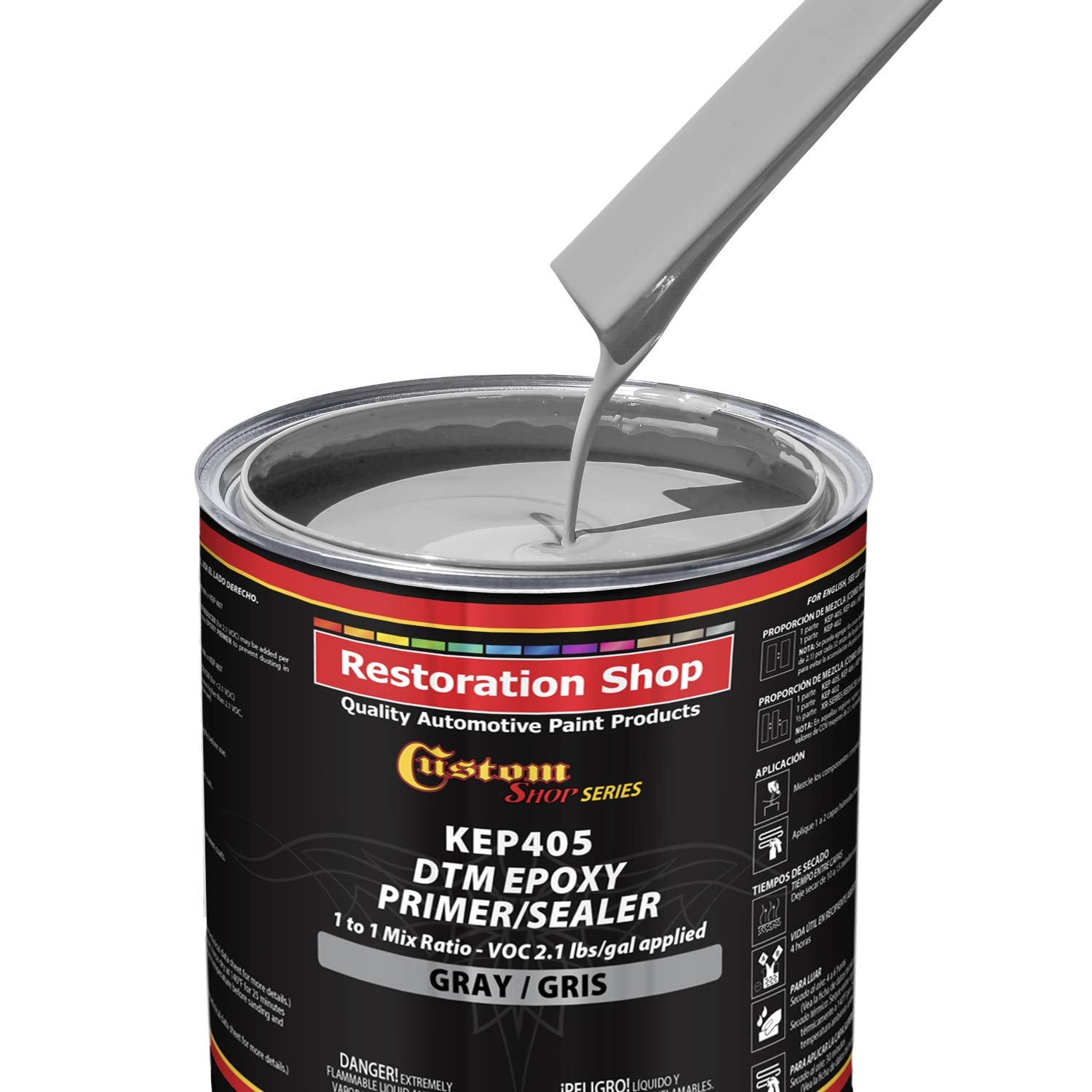 Custom Shop - Gray Epoxy Primer/Sealer 2.1 Voc (2-Gallon Kit) Anti-Corrosive Dtm High-Performance Primer For Automotive And Indu