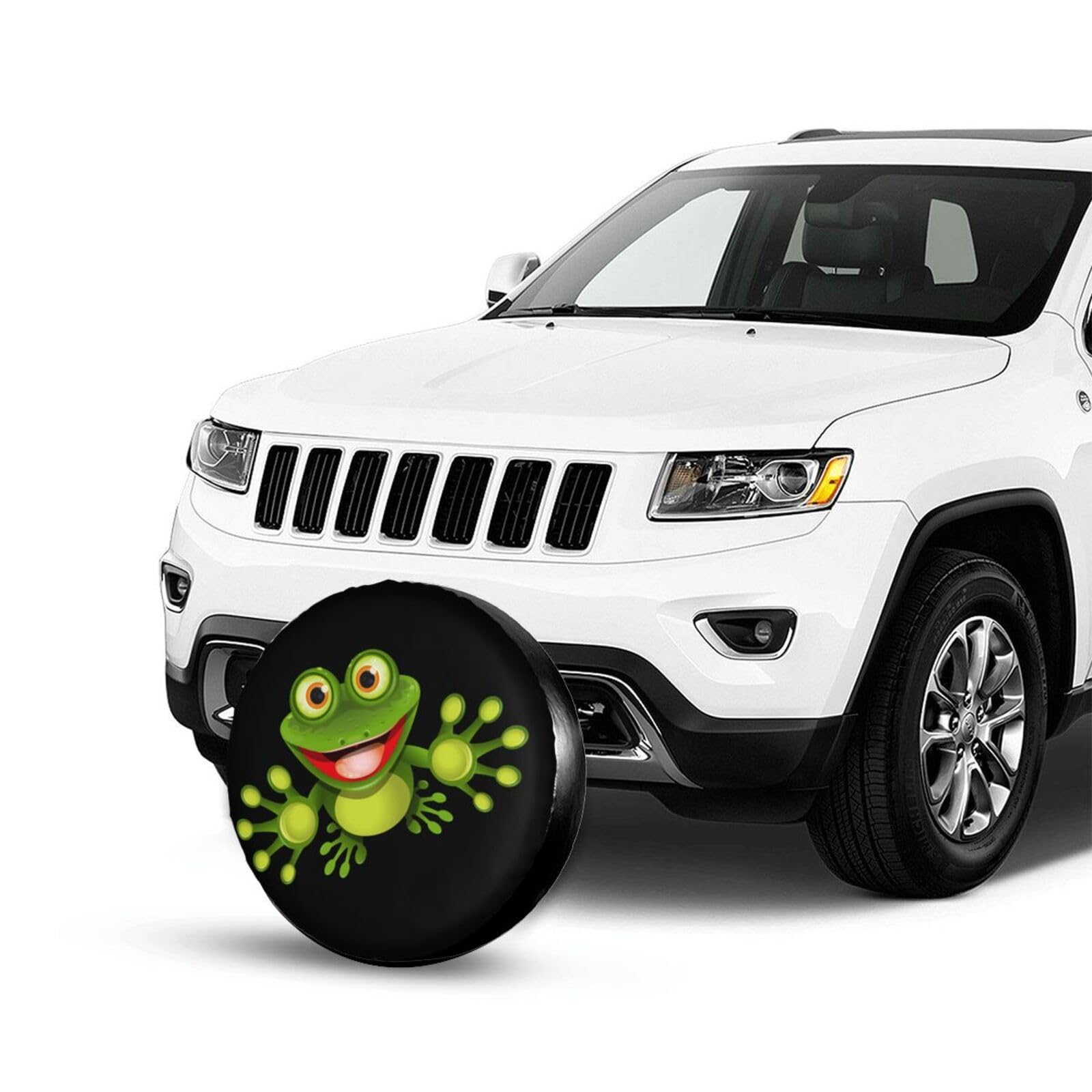 Cute Happy Frog with Big Eyes Spare Tire Cover Universal Waterproof Tire Wheel Covers Dust-Proof Wheel Tire Protector Tyre Cover
