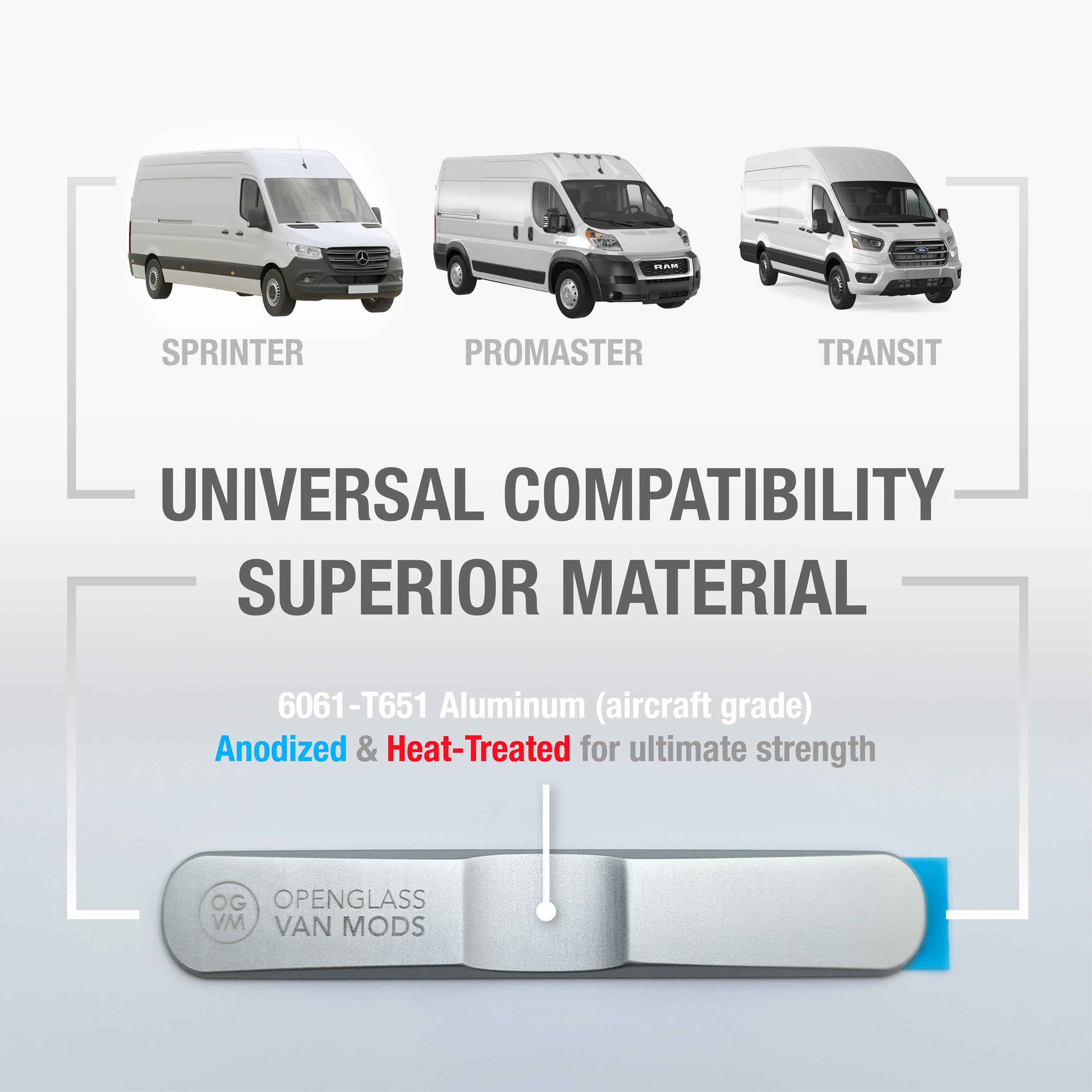 OpenGlass Van Mods Sliding Door Stopper - Universal Fit for Sprinter, Promaster, Transit & Campervans - High-Grade Aluminum, Easy DIY Install