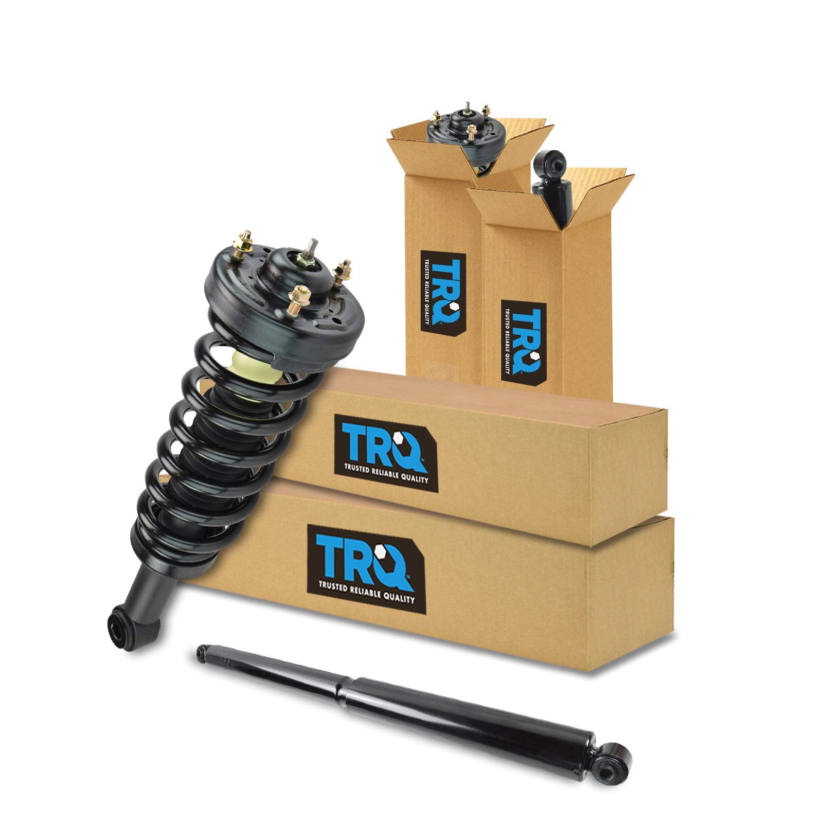 Trq Front And Rear Complete Strut Assembly & Shock Absorber Kit Complete Strut & Coil Spring Assembly Compatible With 2009-2013 