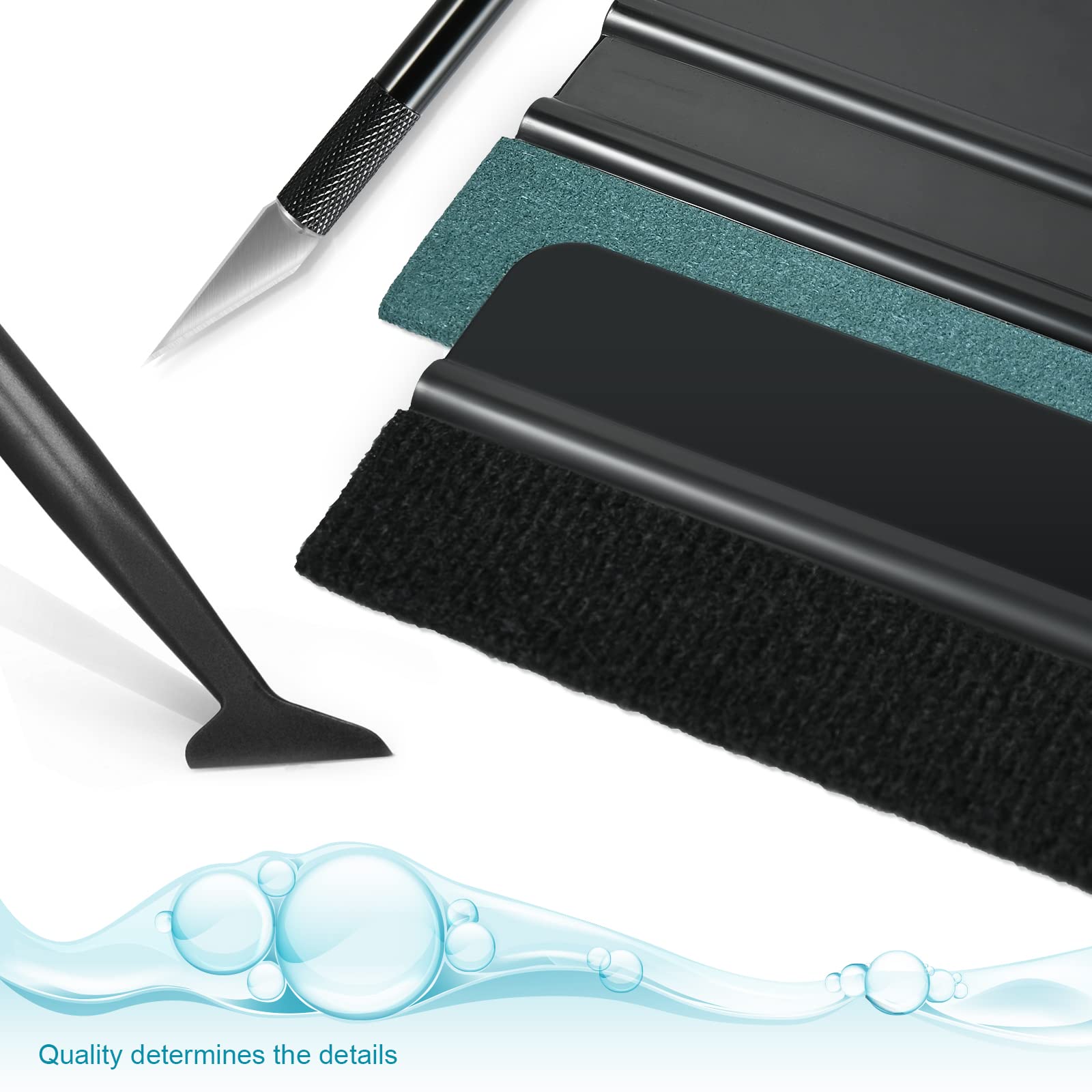 Newishtool Car Window Tint Installation Kit - Vinyl Wrap Tools With Felt Squeegee, Micro Squeegee, Razor Blade Knife