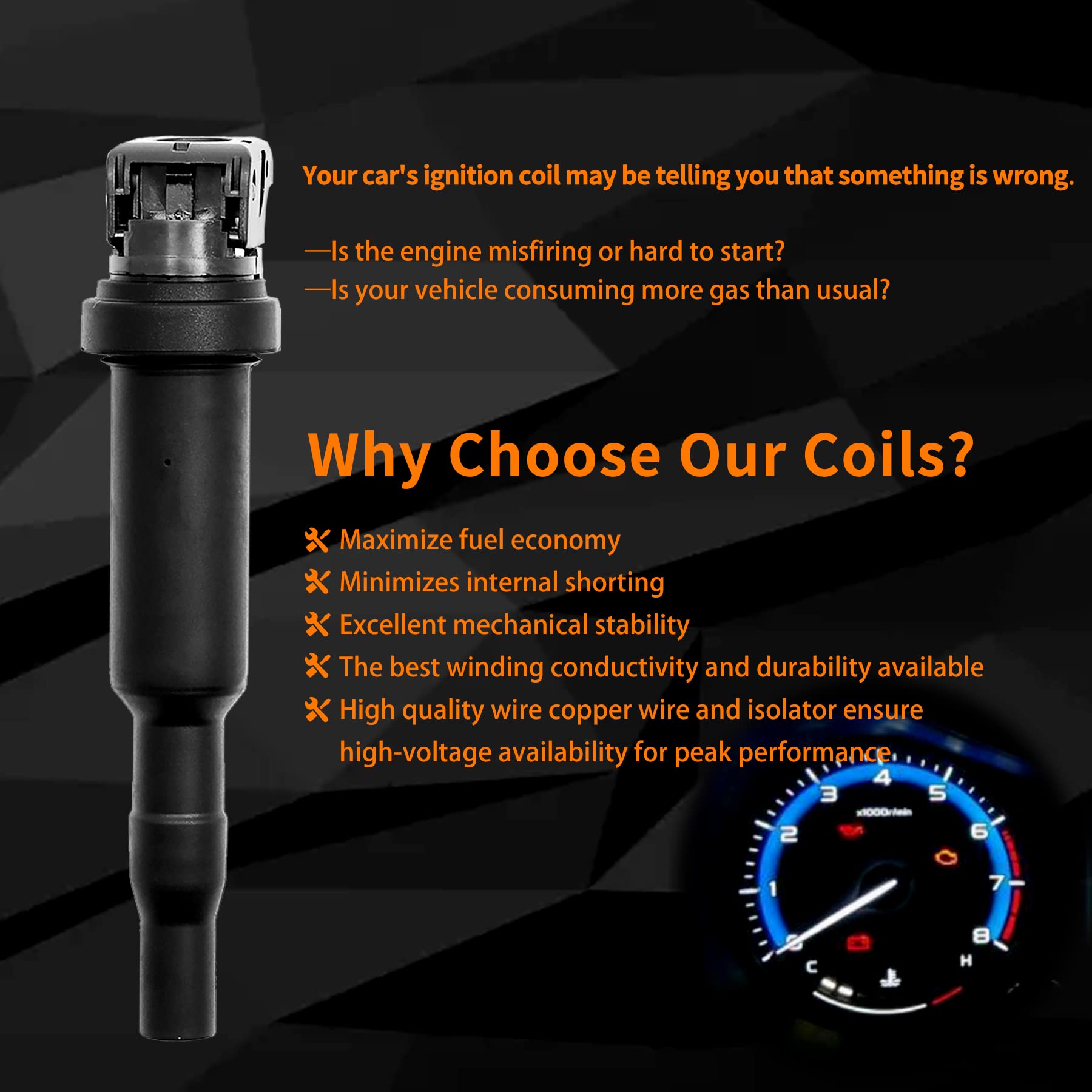 Ignition Coil Pack 8Pcs Compatible With Bmw 545I 550I 645Ci 650I 745I 750I 750Li Alpina B6 B7 M5 M6 X5 X6 4.4L 4.8L Replaces# 0221504470, Uf-592