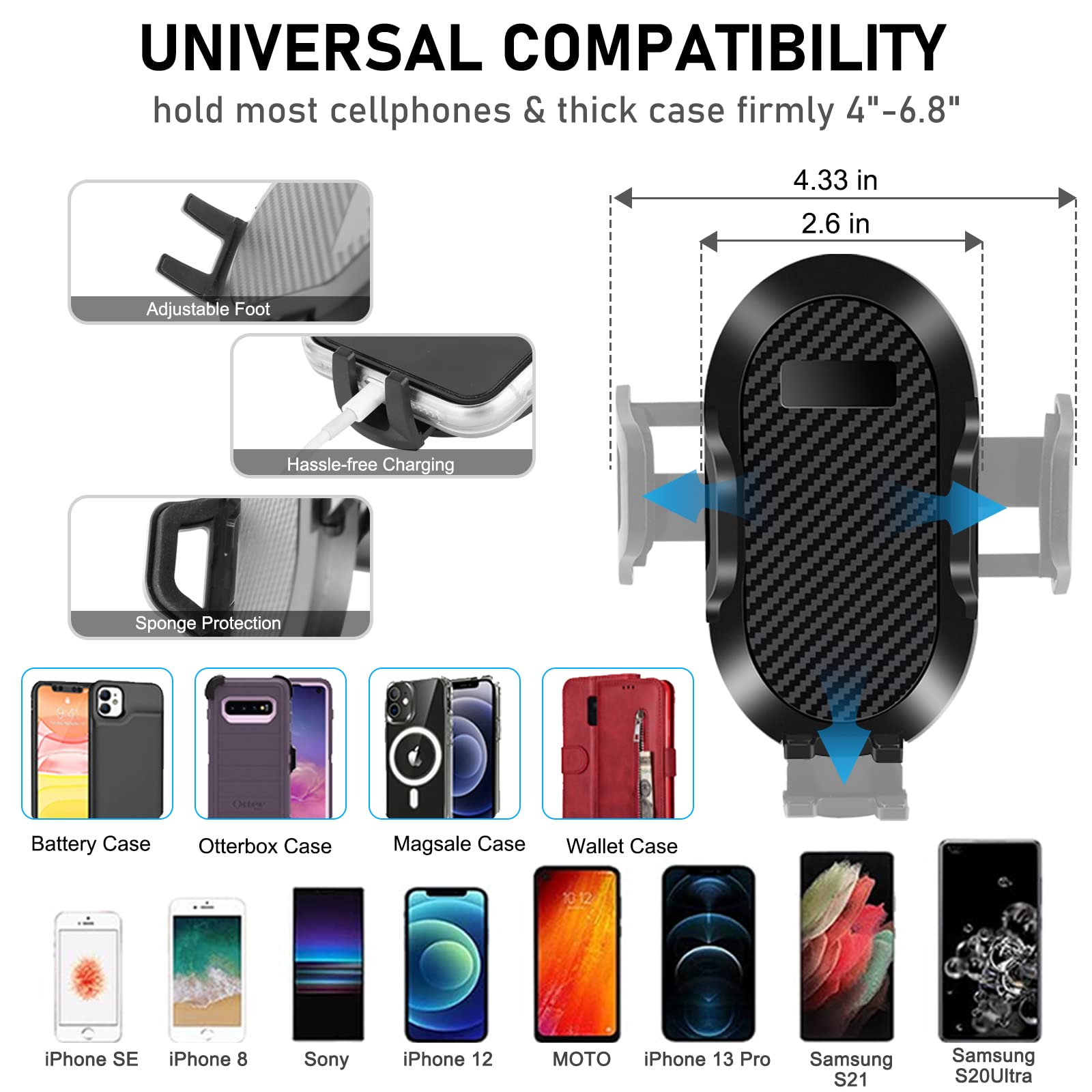 Kaishengyuan Upgraded Phone Mount For 2011-2017 Jeep Wrangler Jk Jku, Multi-Mount Phone Holder Dash Tray Storage Box System Kit With Extension Arm Metal Rod