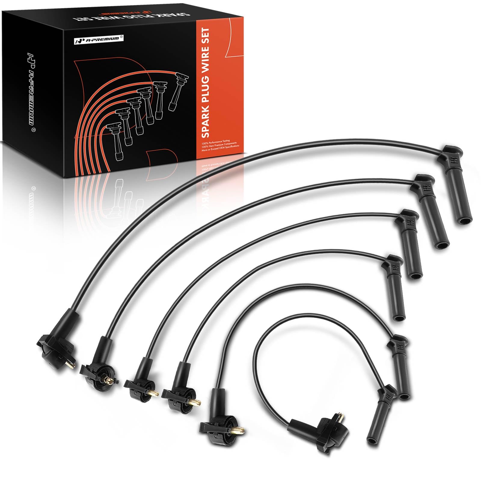 A-Premium Ignition Spark Plug Wires Set Of 6 Compatible With Ford Explorer 2002-2010, Explorer Sport Trac 2007-2010 & Mercury Mountaineer 2001-2010, V6 4.0L