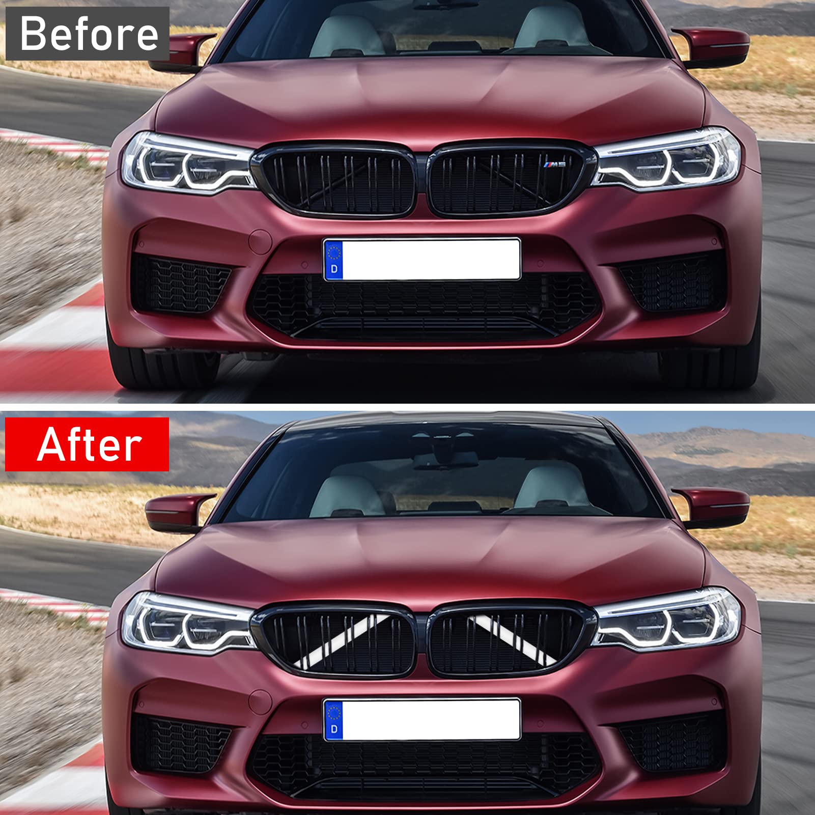 Jaronx Compatible with BMW V Brace Cover, Front Grill Inserts V Bar Brace Trim Covers Compatible with BMW for 1'F20 F21/2'F22 F2