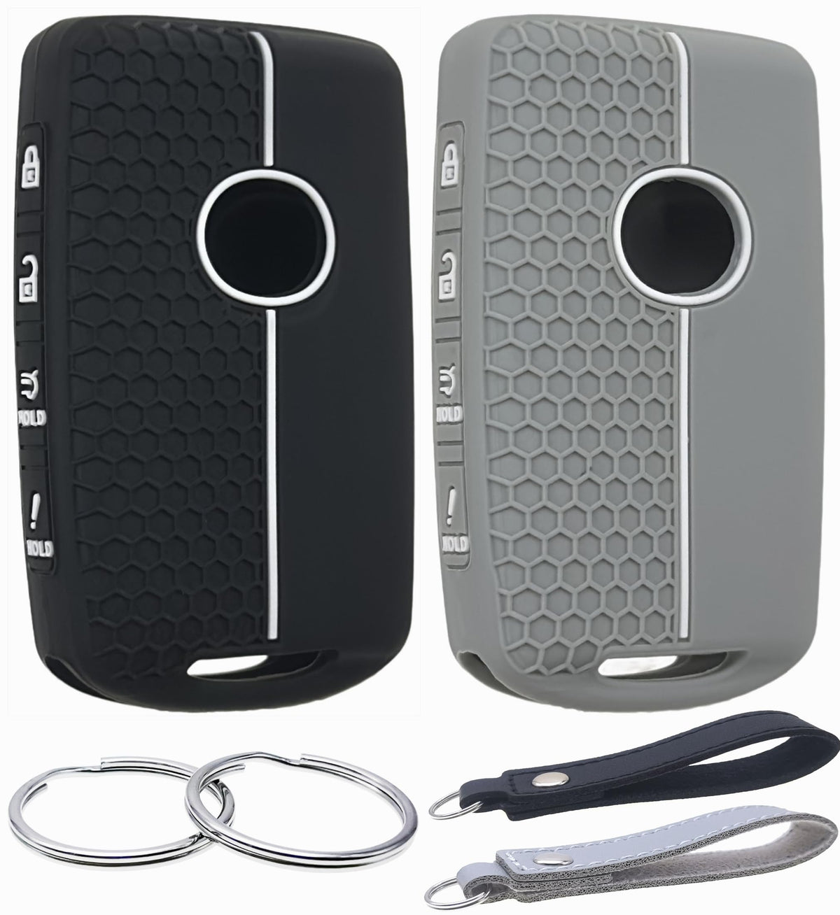 REPROTECTING Silicone Rubber Key Fob Cover Compatible with 2019-2025 Mazda 3 6 CX-30 CX-5 CX-9 CX-50 (Black/Grey, 4 Buttons/Sili