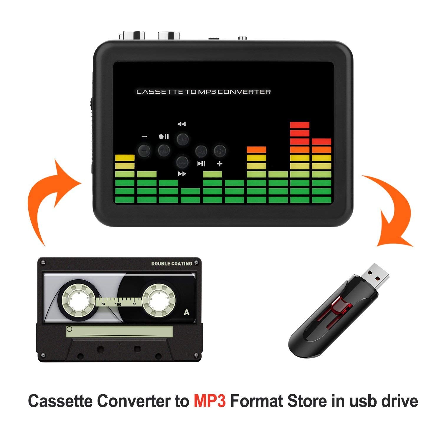 BlumWay Portable Cassette to MP3 Converter, Digital Player with Earphone, Model 8541723849