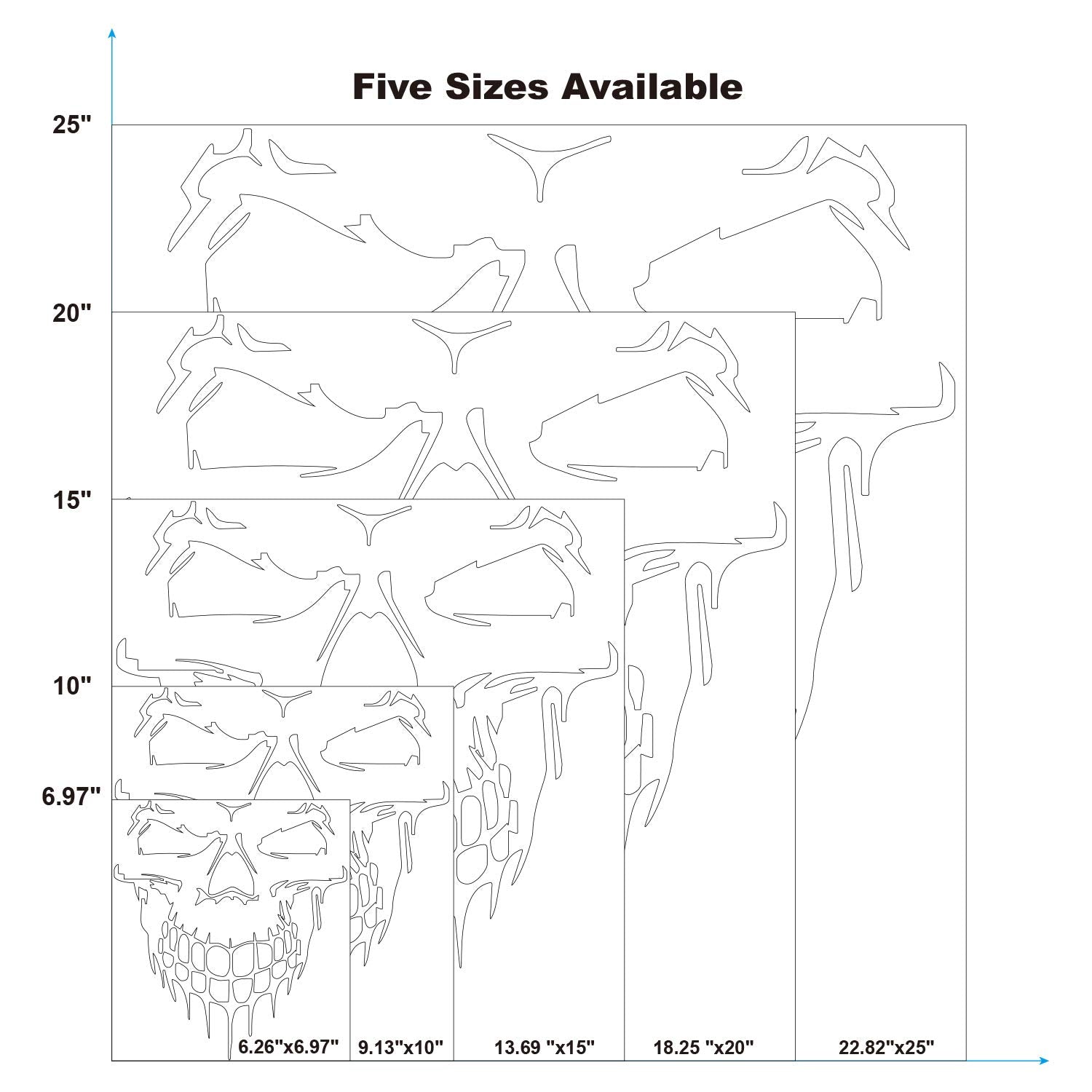 Hungmieh Skull Stickers And Decals For Car Windows, Doors, And Trucks - 3D Skull Decals And Signs For Car Styling - Laser Reflec