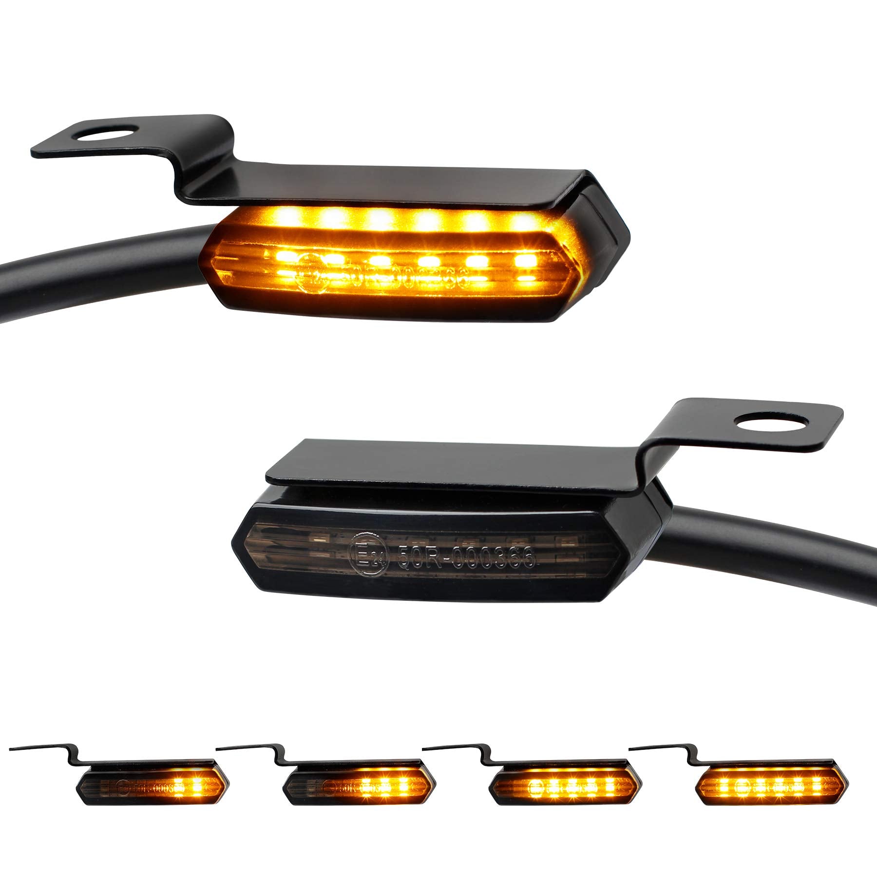 Nthreeauto Sequential Led Turn Signals, Flowing Handlebar Marker Light Motorcycle Mini Blinkers Compatible With Harley Dyna Spor