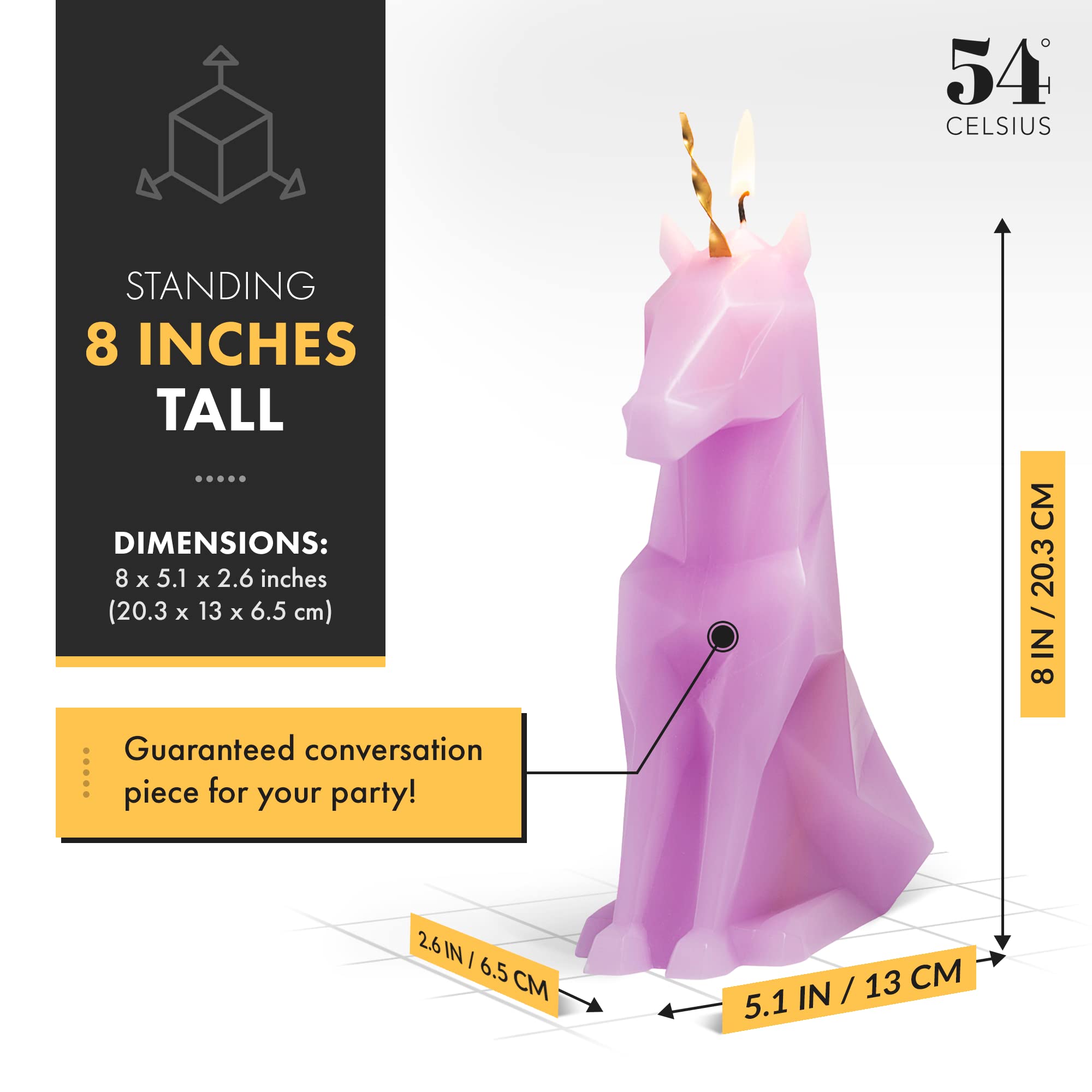 PyroPet Einar Unicorn Candle (Lilac) - The Original Unicorn Candle with Metallic Skeleton | Halloween Decor | Unique Gift for Un