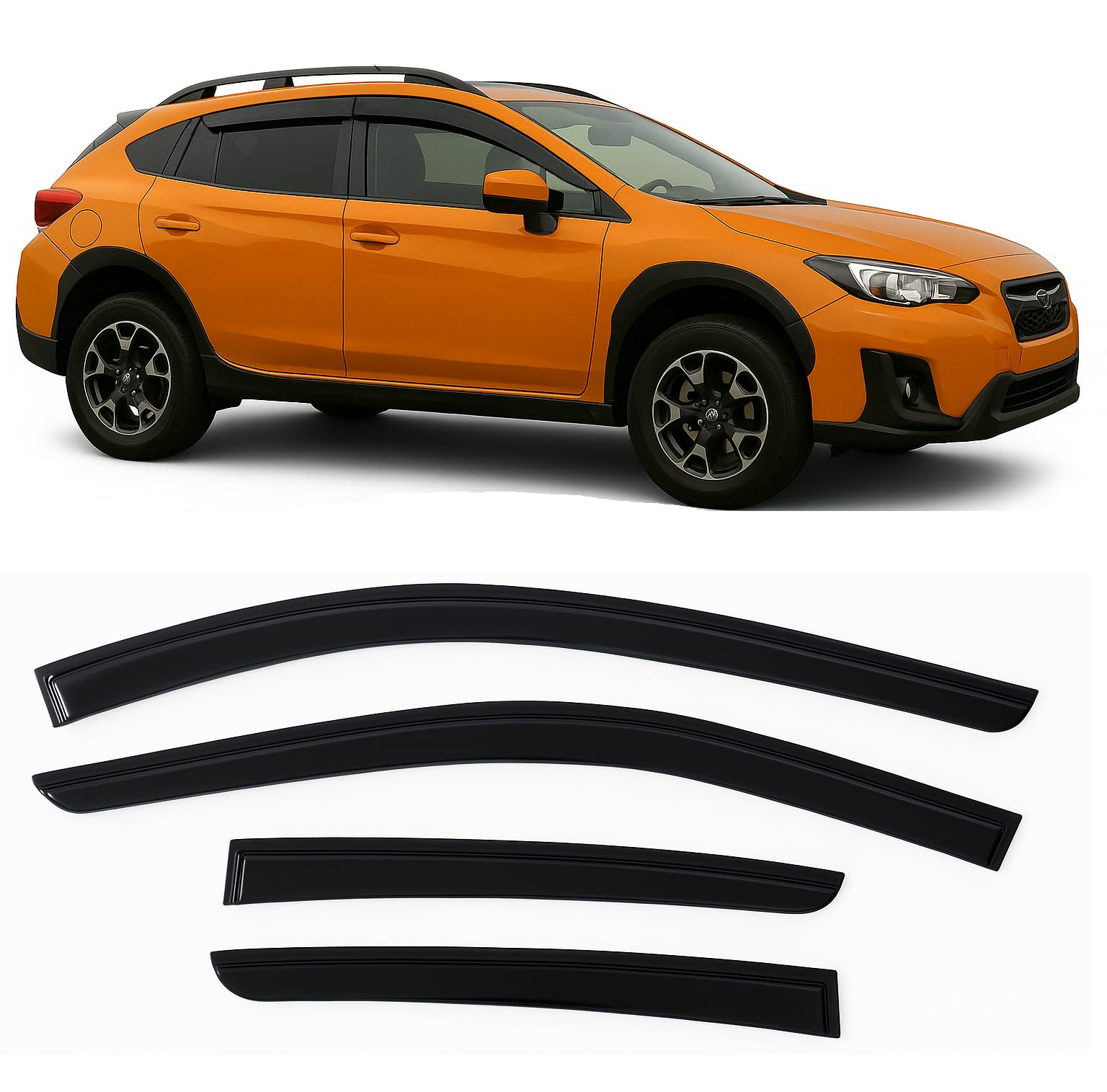 2018-2023 Tape-On Side Window Deflector Visors For Subaru Crosstrek & For Subaru Impreza Hatchback 2017-2023 Smoke Tinted Rain G