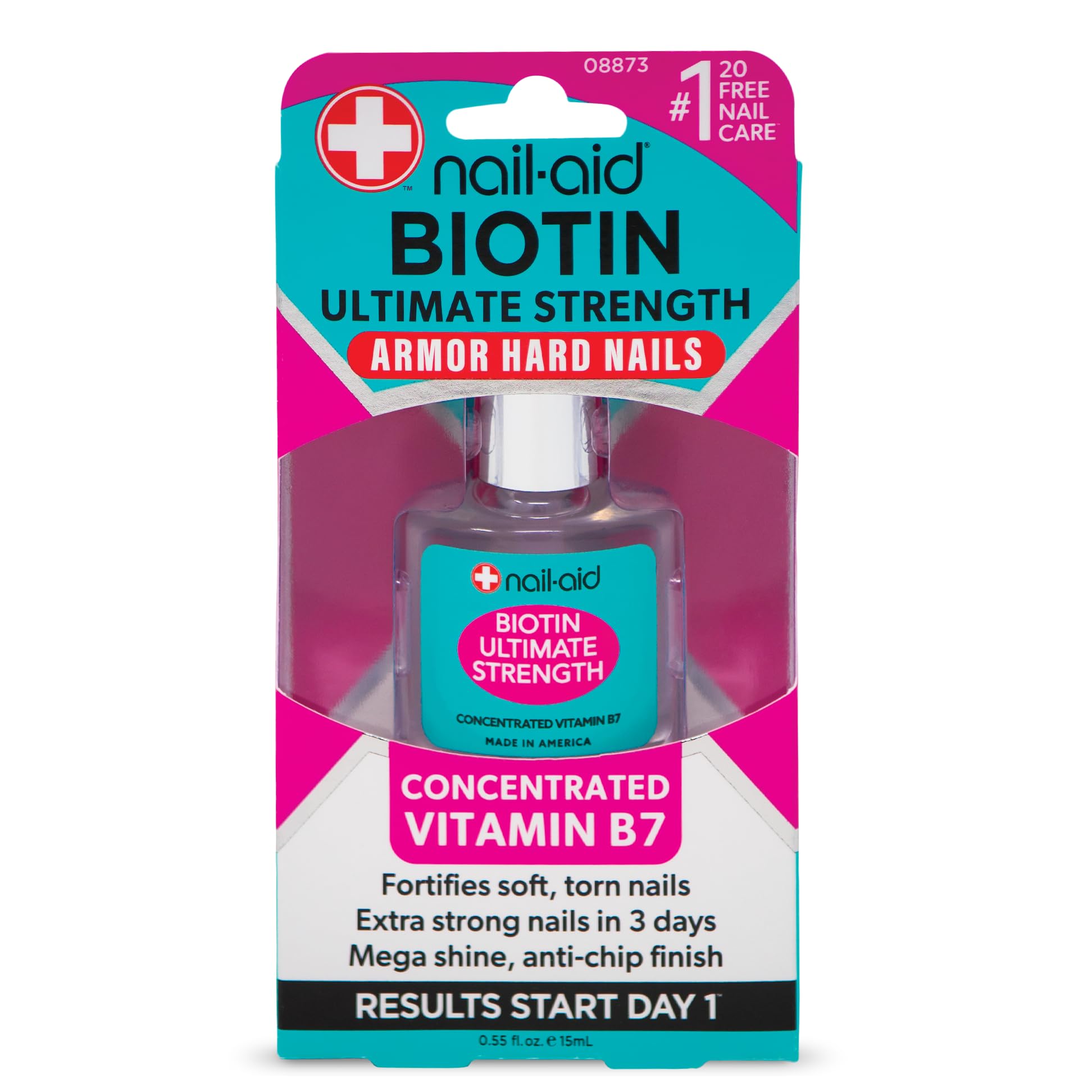 Nail-Aid Biotin Ultimate Strength - Nail Treatment & Strengthener - Clear  0.55 Fl Oz (08873)-New