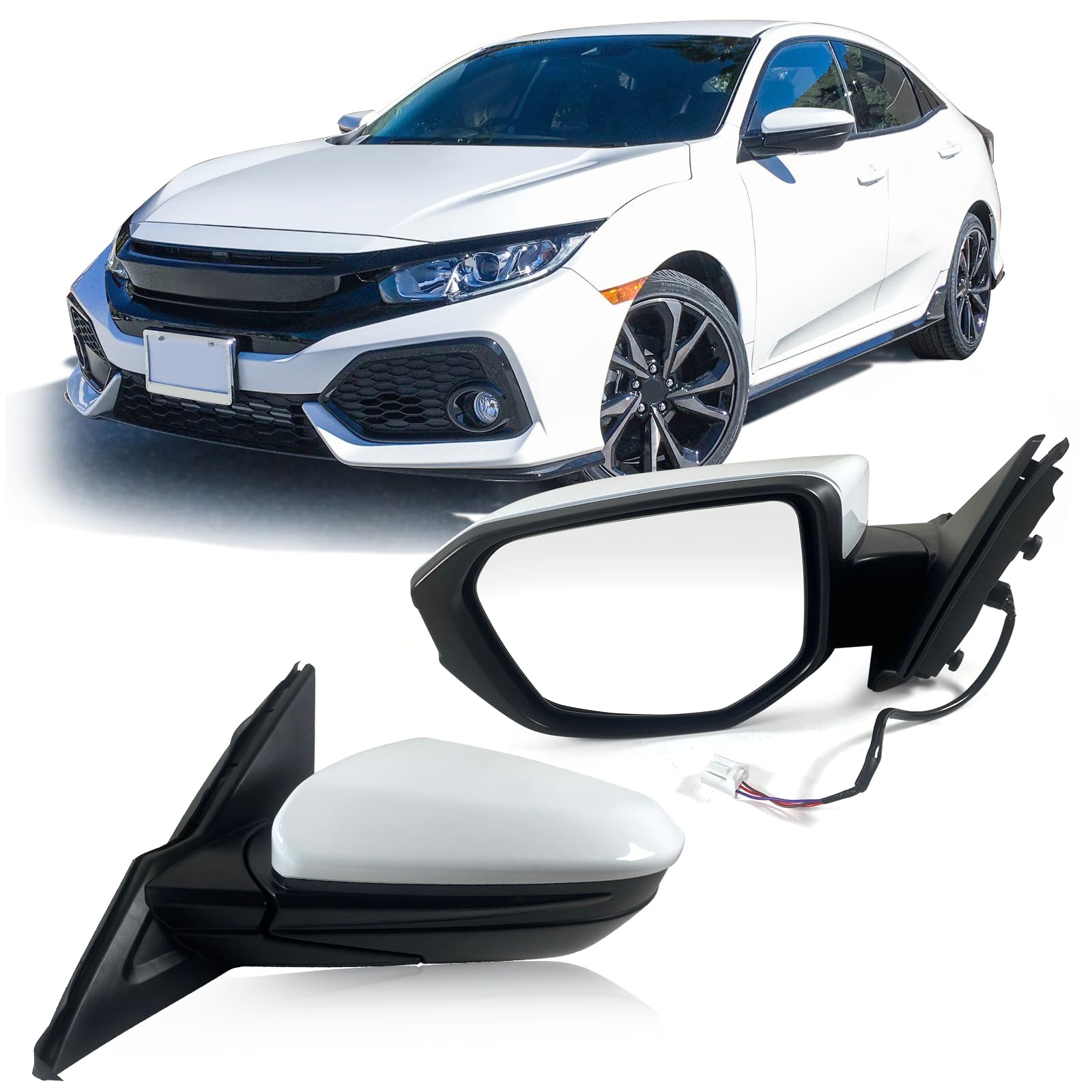Lqito Left Driver Side Door Mirror For 2016-2021 HONDA CIVIC LX SE Sport with Power Mirror Manual Folding Non-Heat Match to Taff