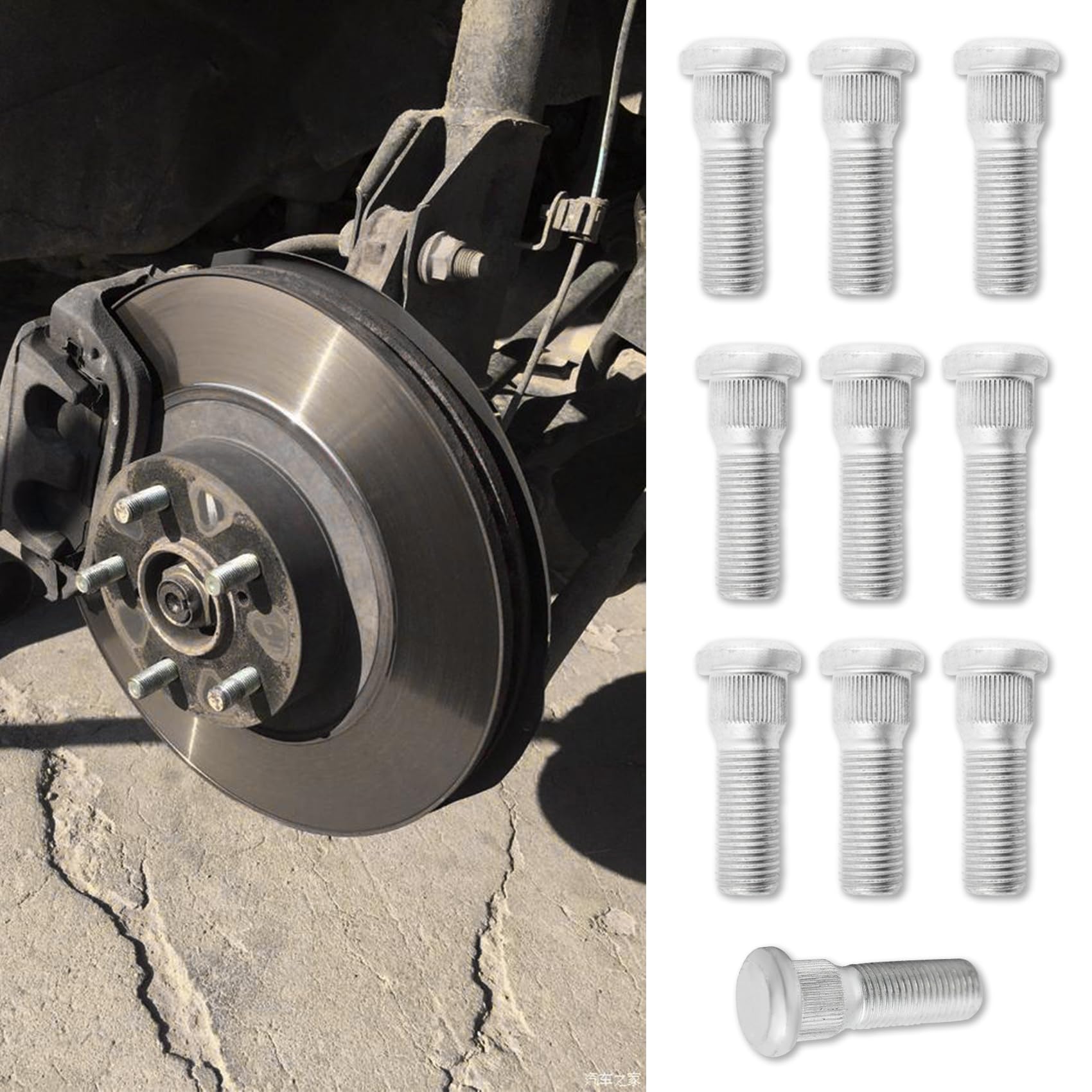 PACLVIO 10PCS Wheel Studs, Steel Tire Studs, 49mm Long & M12x1.5 Steel Lug Bolts, Wheel Lug Stud Car Accessories Compatible with