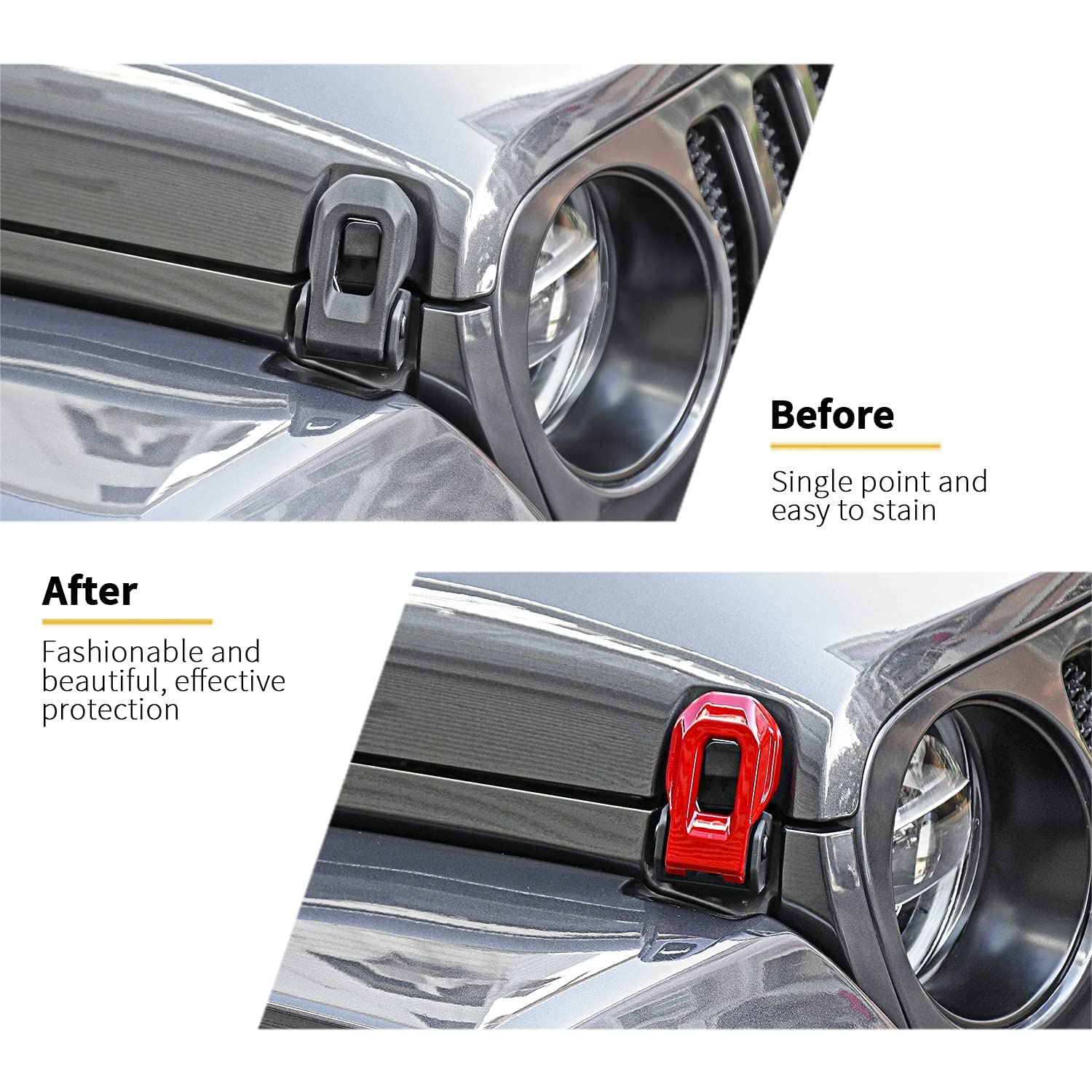 Hoolcar Hood Latch Lock Catch Brackets Cover For 2018-2021 Jeep Wrangler Jl Jlu & 2020-2021 Gladiator Jt, Red