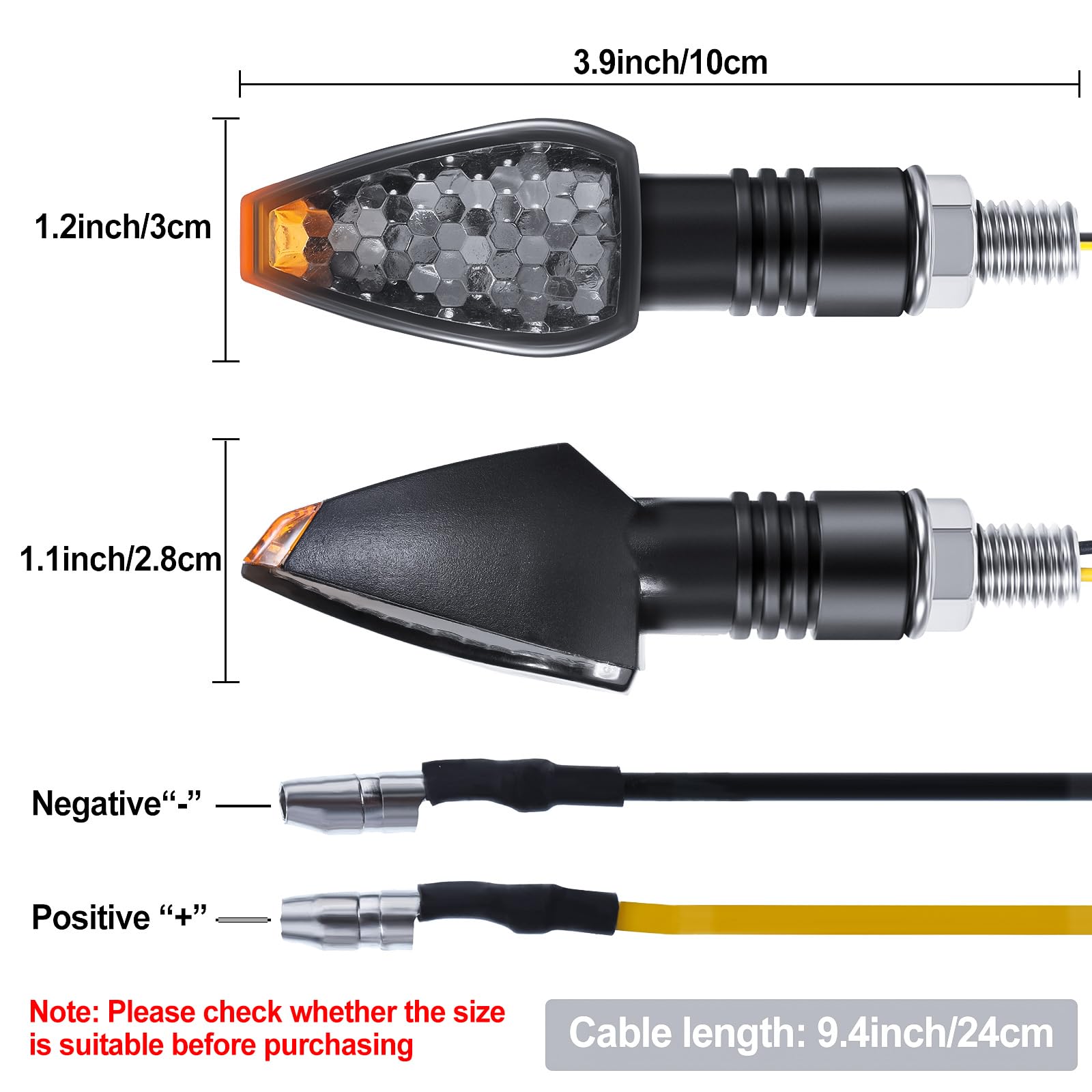 4 Pieces Motorcycle Turn Signal Lights Indicators Flowing 14 Led 12V Motorbike Led Blinker Amber Lamp Mini Stalk Arrow Front Rea