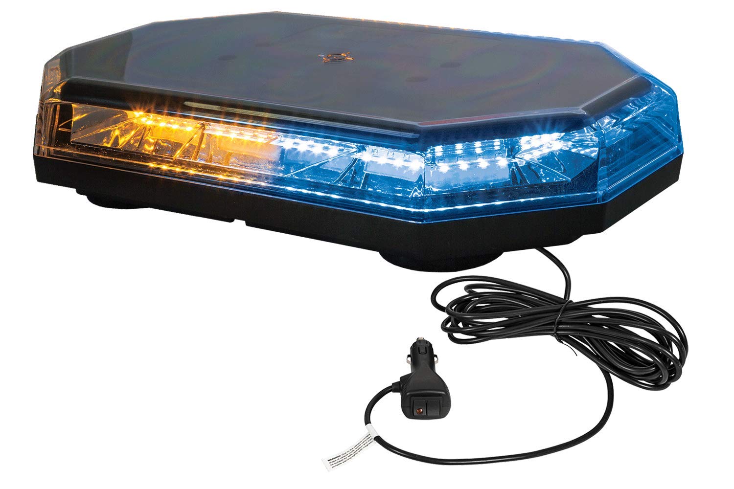 Buyers Products 8891068 15 Inch Octagonal Led Mini Light Bar, Amber/Blue, 56 Leds, 10 Flash Patterns, Permanent Or Magnetic Mount, 3.2 Amp, Emergency Lights For Vehicles, Truck Accessories