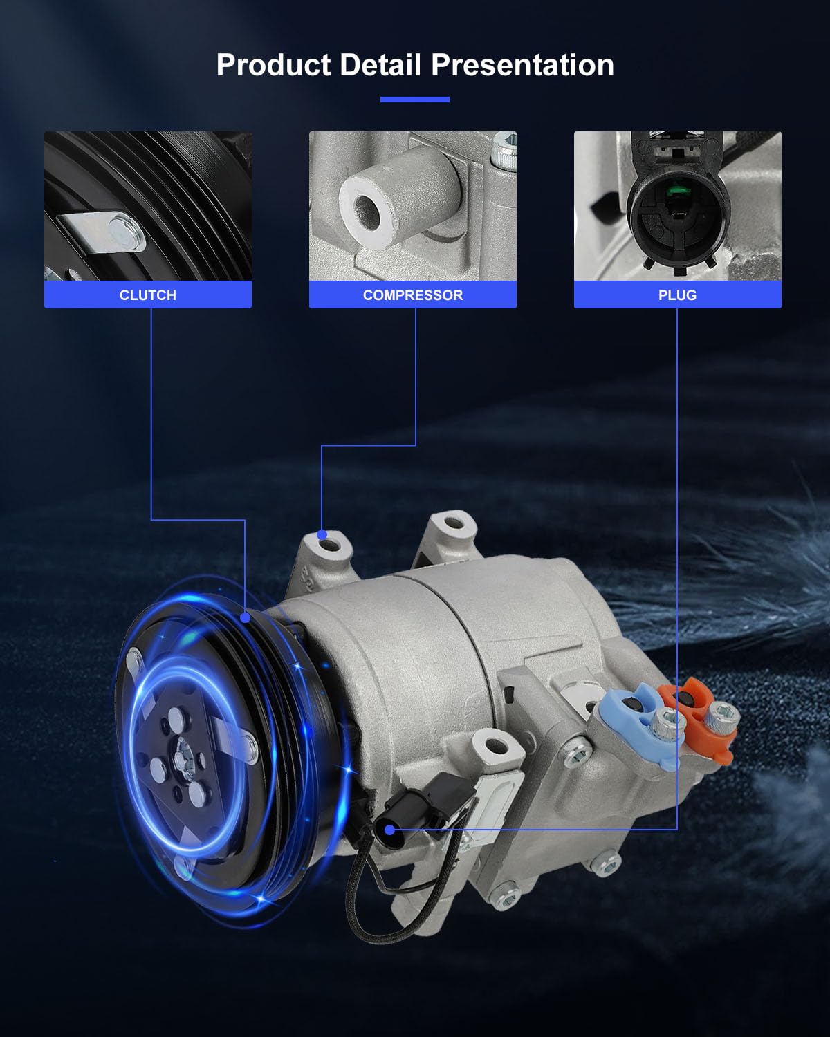 ECCPP A/C Compressor with Clutch 2001-2006 Fit for Hyundai Elantra 2.0L 2003-2008 Fit for Hyundai Tiburon 2.0L AC Compressor