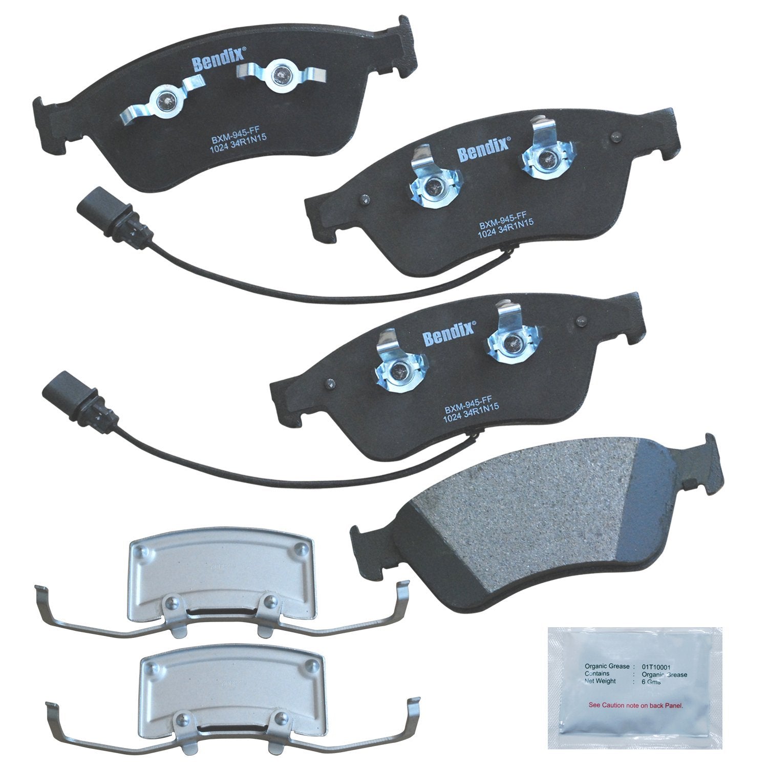 Bendix Priority1 Cfm1024 Semi-Metallic Front Brake Pads For Audi A8 Quattro 2010-2004, S6 2011-2007, S8 2010-2007, Volkswagen Ph