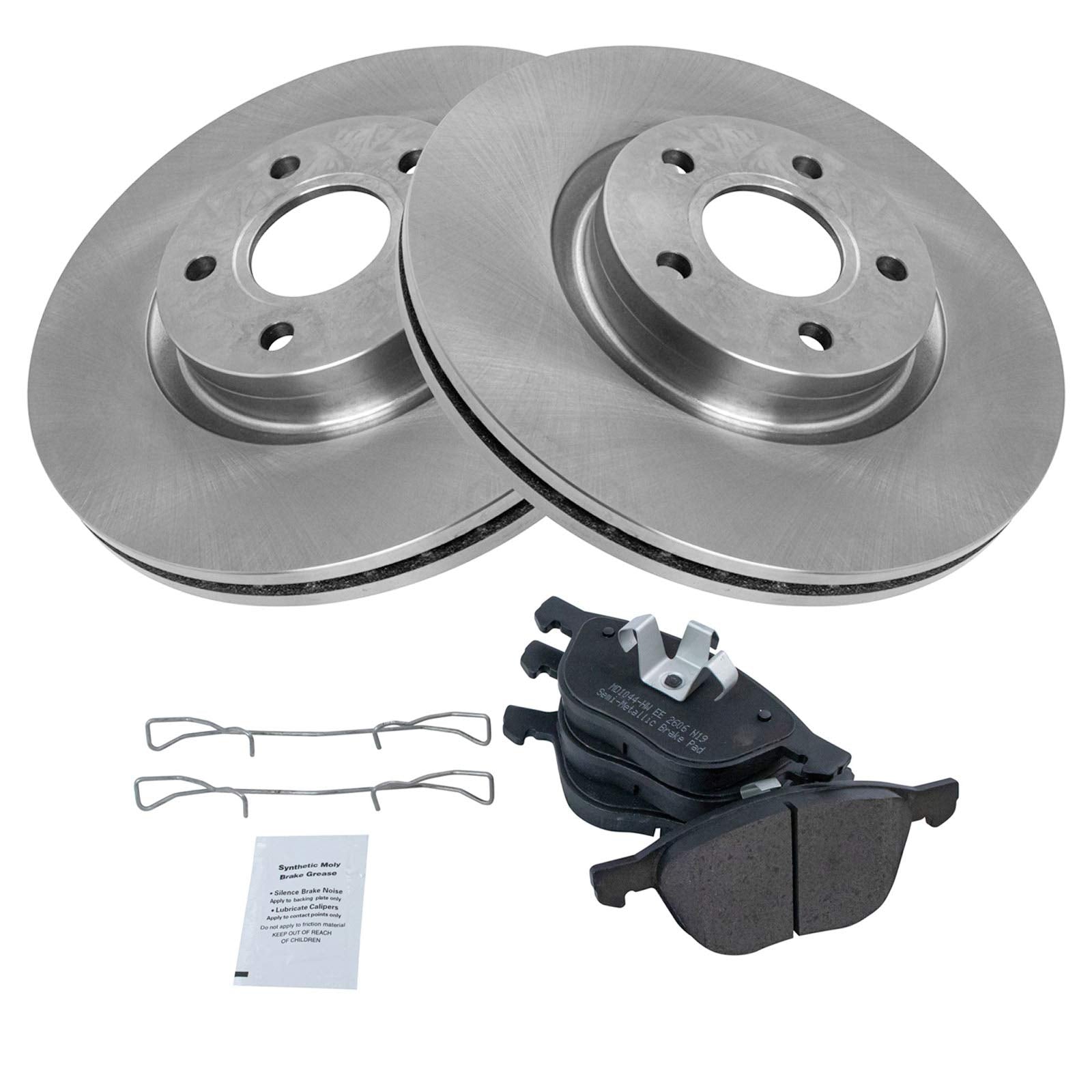 Trq Front Brake Pad & Rotor Kit Semi-Metallic Compatible With 2013-2017 Ford C-Max 2013-2019 Escape 2008-2013 Volvo C30 2006-201
