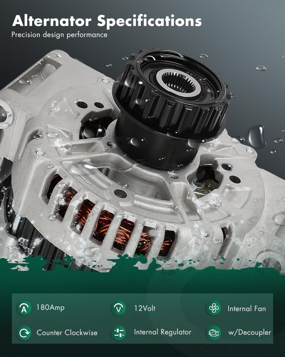 SCITOO Alternator Fits for Volvo XC60 10-16, XC90 07-14, S60 11-16, S80 07-15, V60 15-16, V70 08-10 - 12V 180Amp CCW w/Decoupler