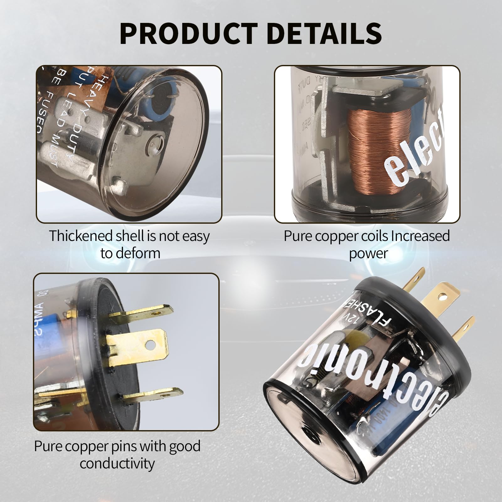 Hbxdeco 2PCS LED Flasher Relay, 3 Pin 12V Heavy Duty LED Turn Signal Relay for Fixing Hyper Flashing, 2 Prong Round Electronic F