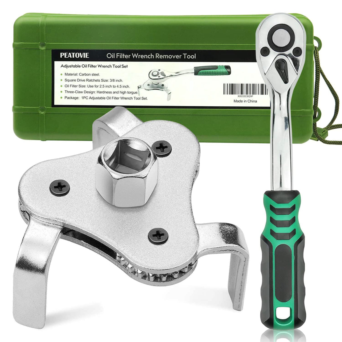 Universal Oil Filter Wrench And Adjustable 3 Jaw Oil Filter Wrench Remover Use From 2.5 Inch To 4.5 Inch(6.34Cm To 11.42Cm) With