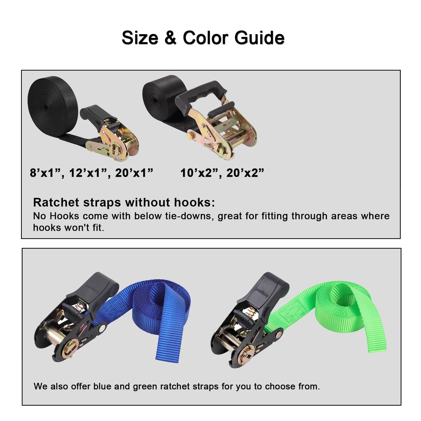 Ayaport Endless Ratchet Strap Large Ratcheting Tie Down 2 Inches 20 Feet Motorcycle Car Roof Rack Trailer Cargo Straps