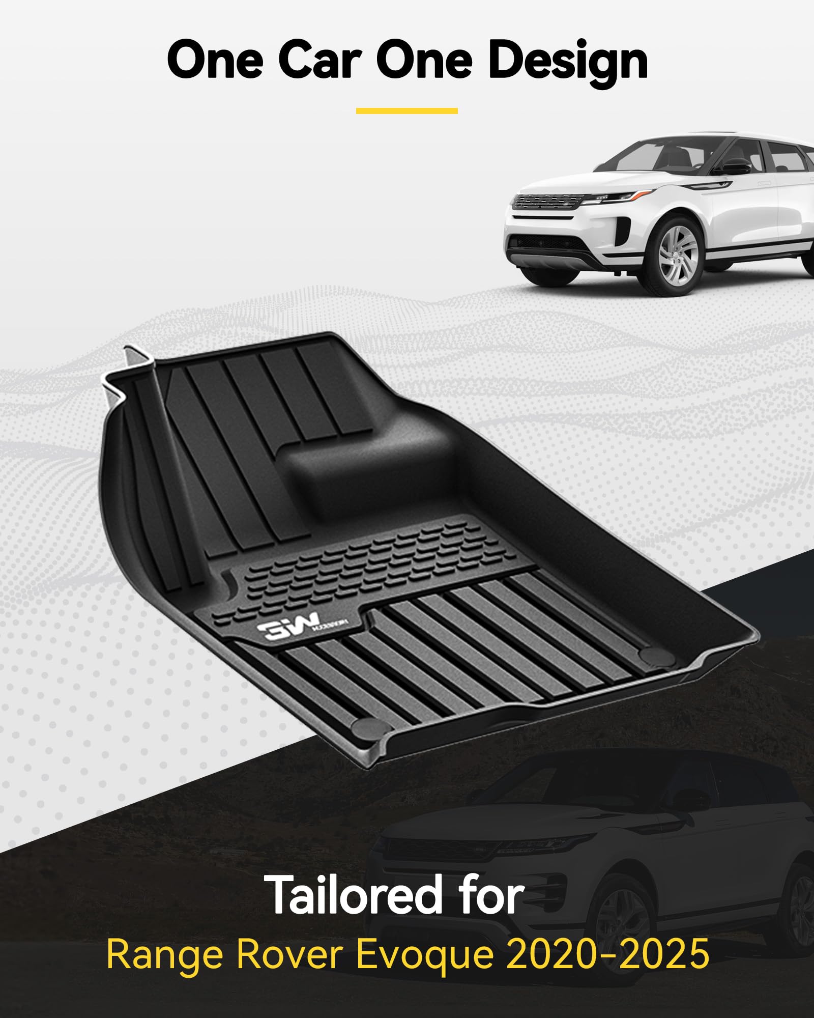 3W Floor Mats Fit For Land Rover/Range Rover Evoque 2020-2024 2025, Tpe All Weather Custom Fit Floor Liner,1St & 2Nd Row Full Se