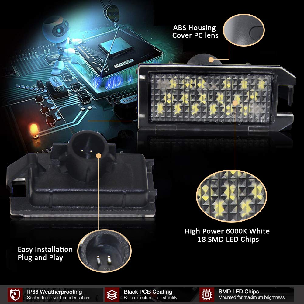 D-Lumina Led License Plate Light Tag Lamp Assembly Compatible With 2013-2019 Fiat 500, Maserati Levante & Dodge Viper, Je-Ep Gra