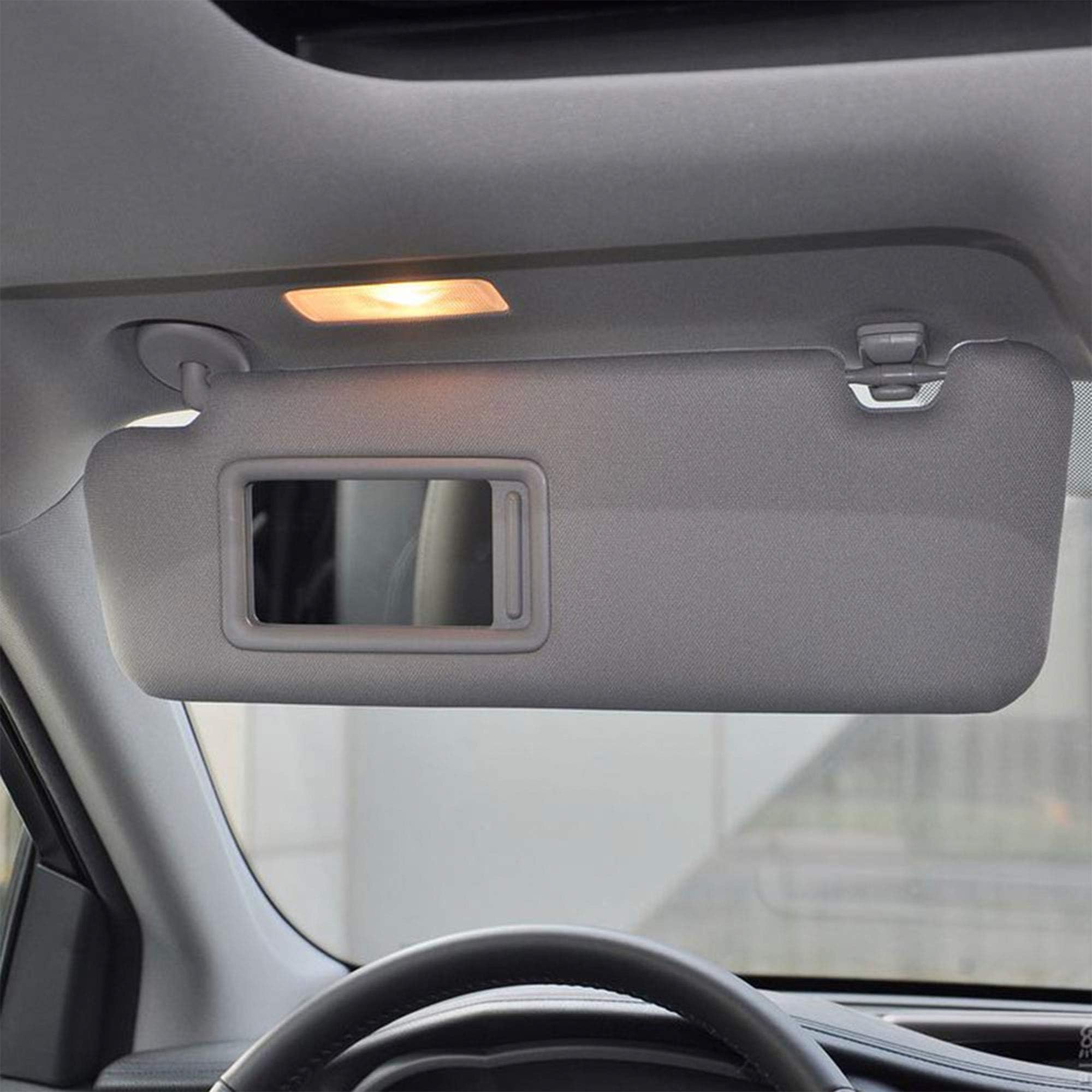 Dasbecan Front Left Driver Side Sun Visor With Light Compatible With Toyota Highlander 2008-2013 74320-48500-B0 (Gray)