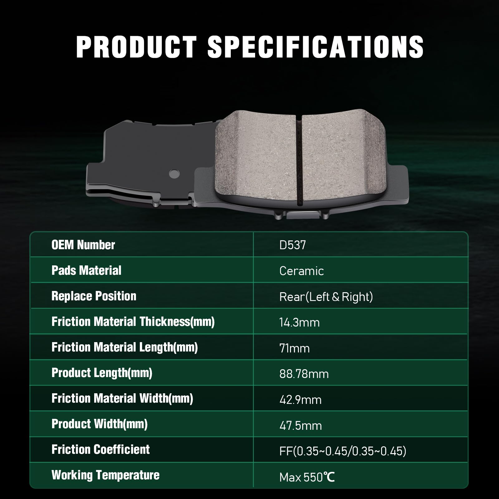 Automuto D764 & D537 Ceramic Brake Pads Kits, Front Rear 8Pcs Brake Pads Set Fit For 1997-1999 For Acura Cl,2001-2005 For Acura