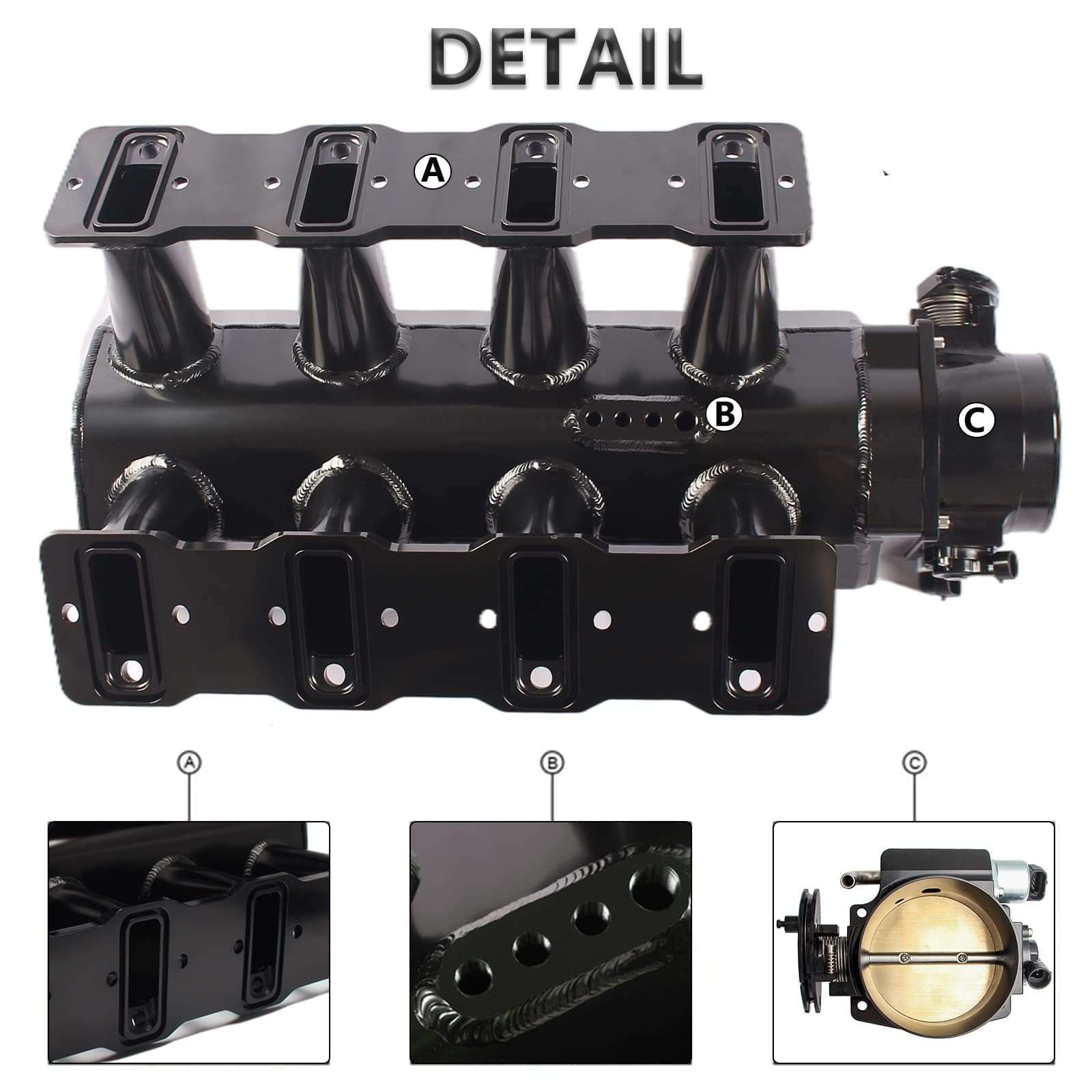 YESHMA For LS LS1 LS2 LS6 Intake Manifold with Throttle Body Compatible with Chevy 4.8L 5.3L 5.7L 6.0L (102MM Black)