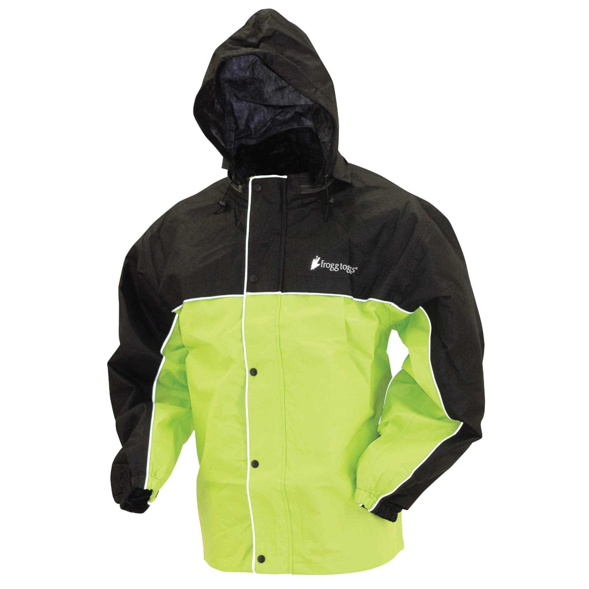 Frogg Toggs Road Toad Reflective Waterproof Rain Jacket, Hivis Green/Black, X-Large