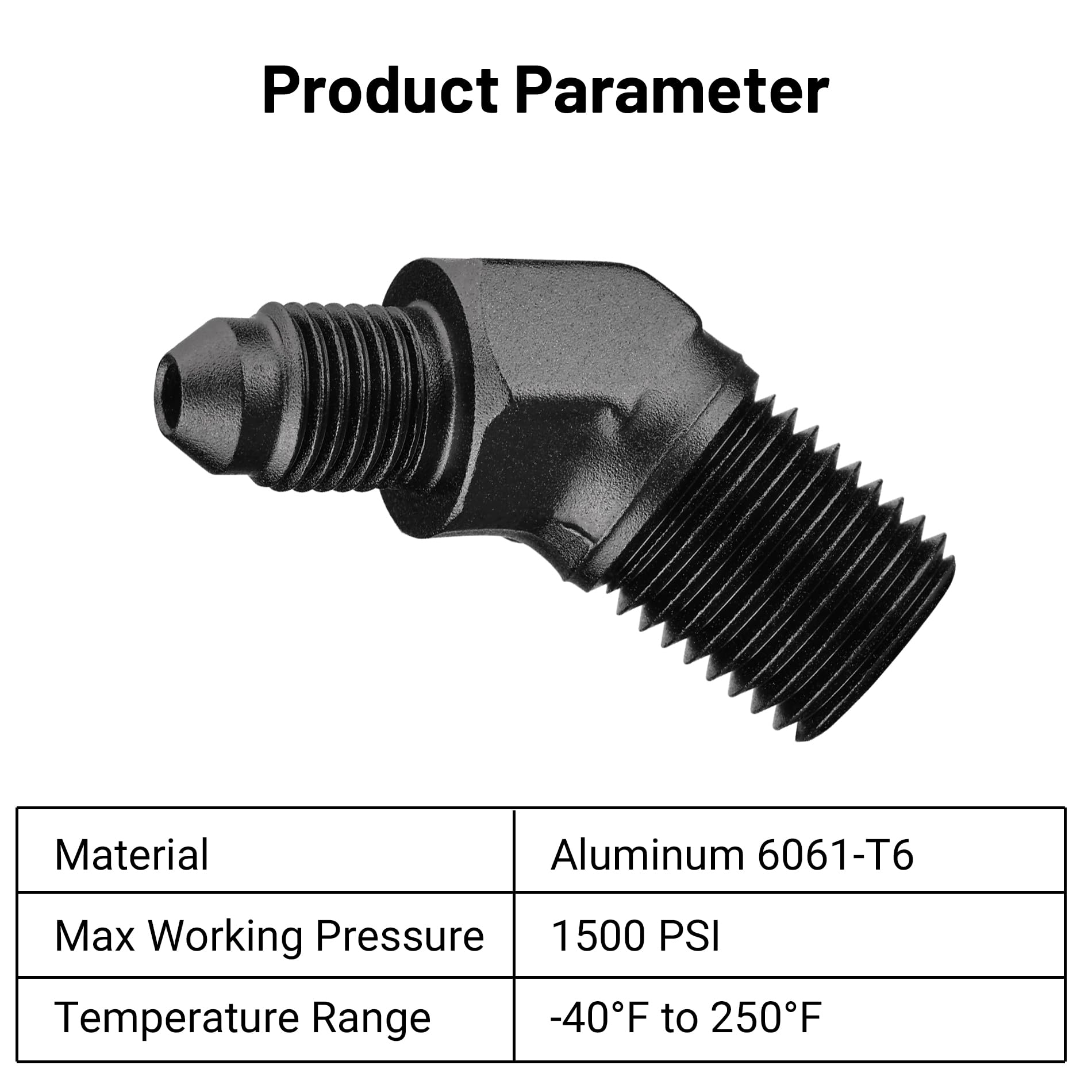 Evil Energy 3An Male Flare To 1/4'' Npt Pipe 45 Degree Fitting Adapter Aluminum Black