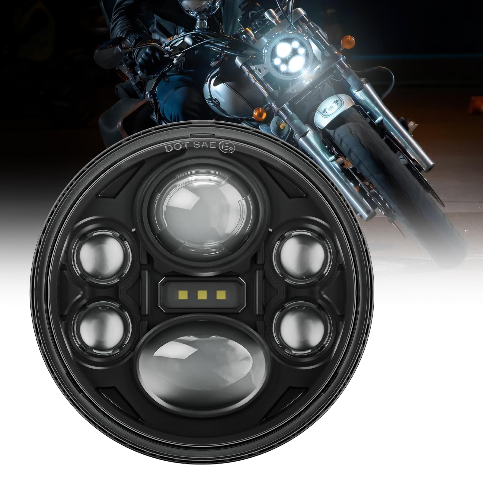 Suparee 5.75 Inch Led Motorcycle Headlight Plug & Play 5-3/4'' Motorcycle Projection Headlight Compatible With Dyna Softail Deuc