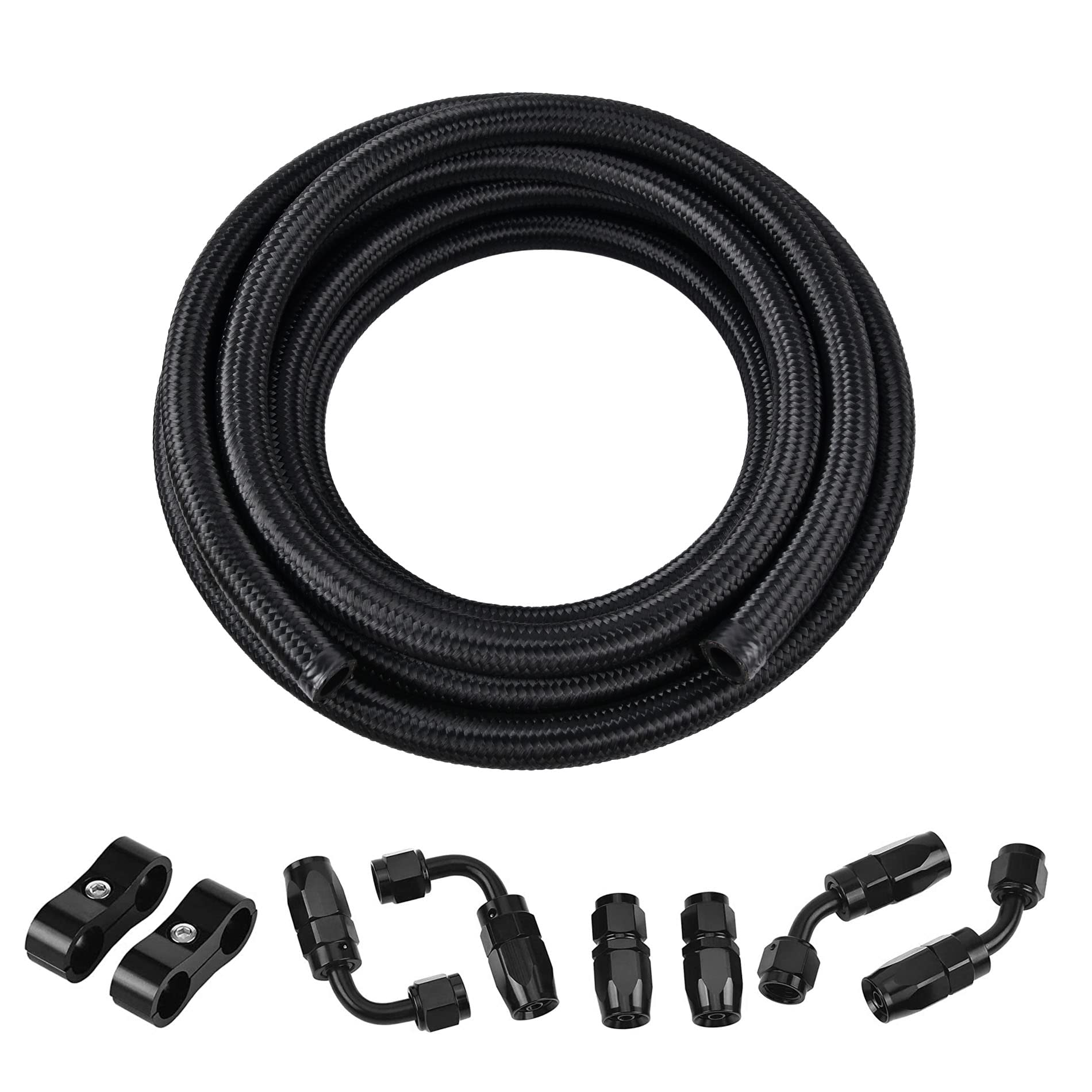 Evil Energy 6An Ptfe Fuel Line Kit, An6 E85 Fuel Hose Line 10Ft Black