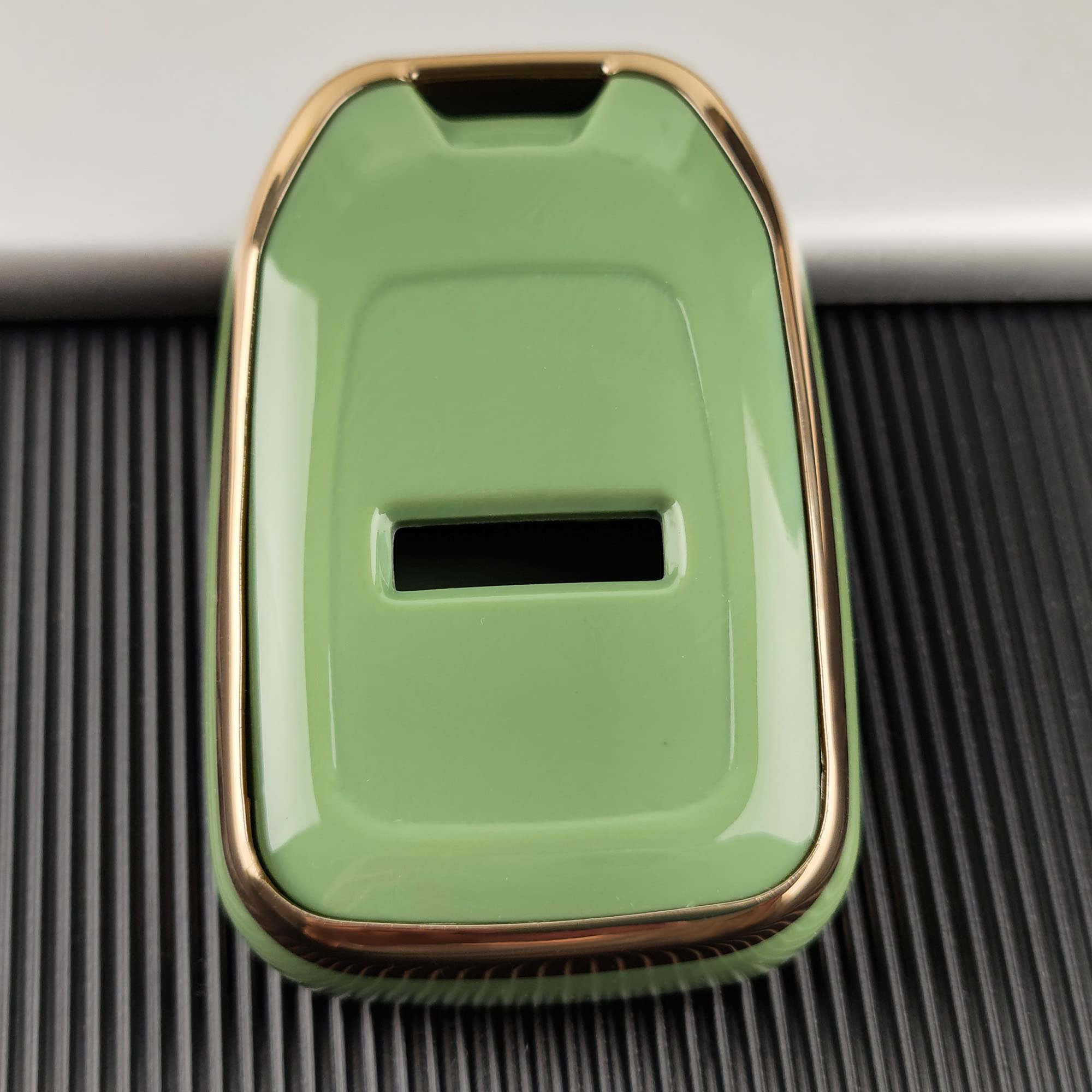 Ollen 5-Button Tpu Key Fob Cover, Fit For Gmc Acadia 2017-2025, For Terrain 2018-2025, For Sierra 2019-2025, For Chevy Silverado 2019-2022, Full Protection Soft Tpu Key Case, With Bling Ring, Green