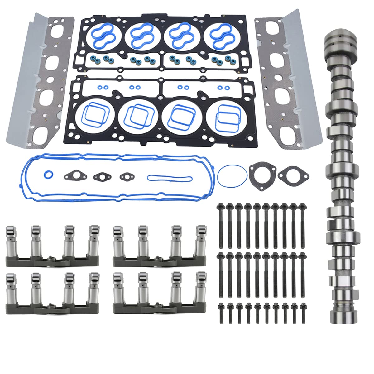 GELUOXI Non MDS 5.7 HEMI Lifters Camshaft Kit w/Head Gasket Replacement for 2010-2018 Chrysler Dodge Charger Challenger Jeep Gra