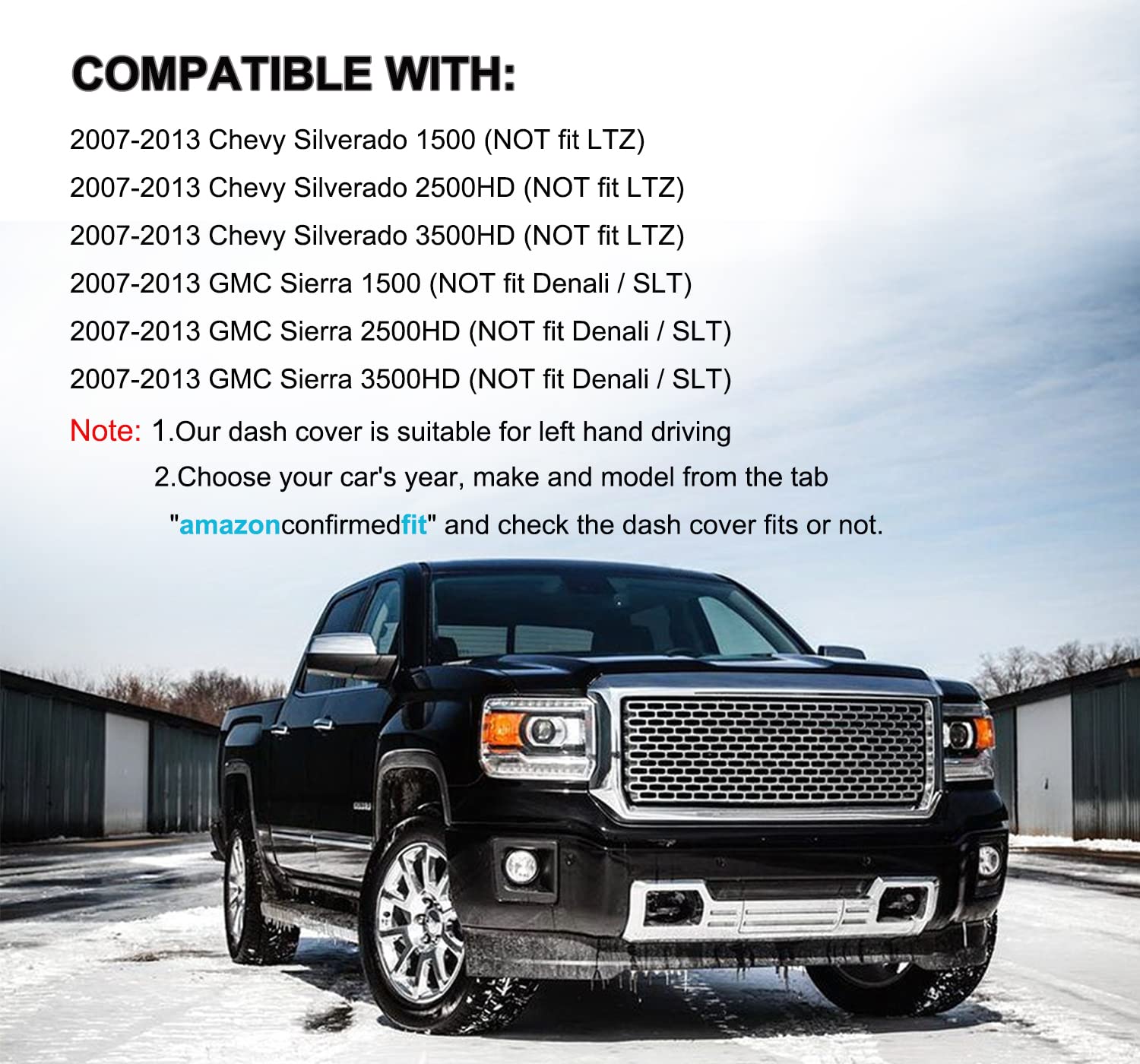 Dash Cover Custom Fit For Chevy Chevrolet Silverado 1500 Lt/Wt 2007-2013 2500 Hd / 3500 2007-2013, Gmc Sierra .Dashboard Pad Car