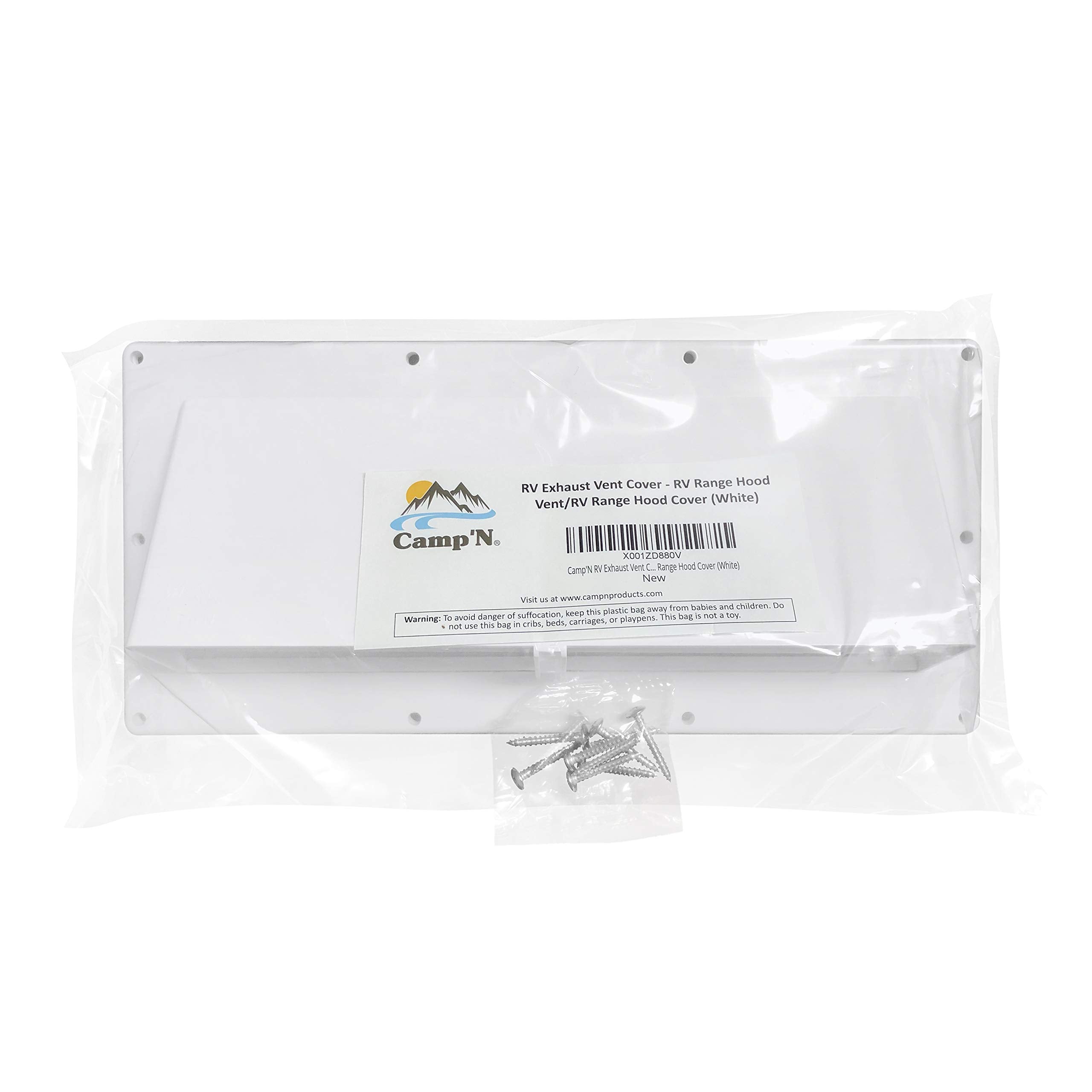 Camp'N Rv Exhaust Vent Cover - Rv Range Hood Vent/Rv Range Hood Cover/Sidewall Vent W/Locking Flap (White)