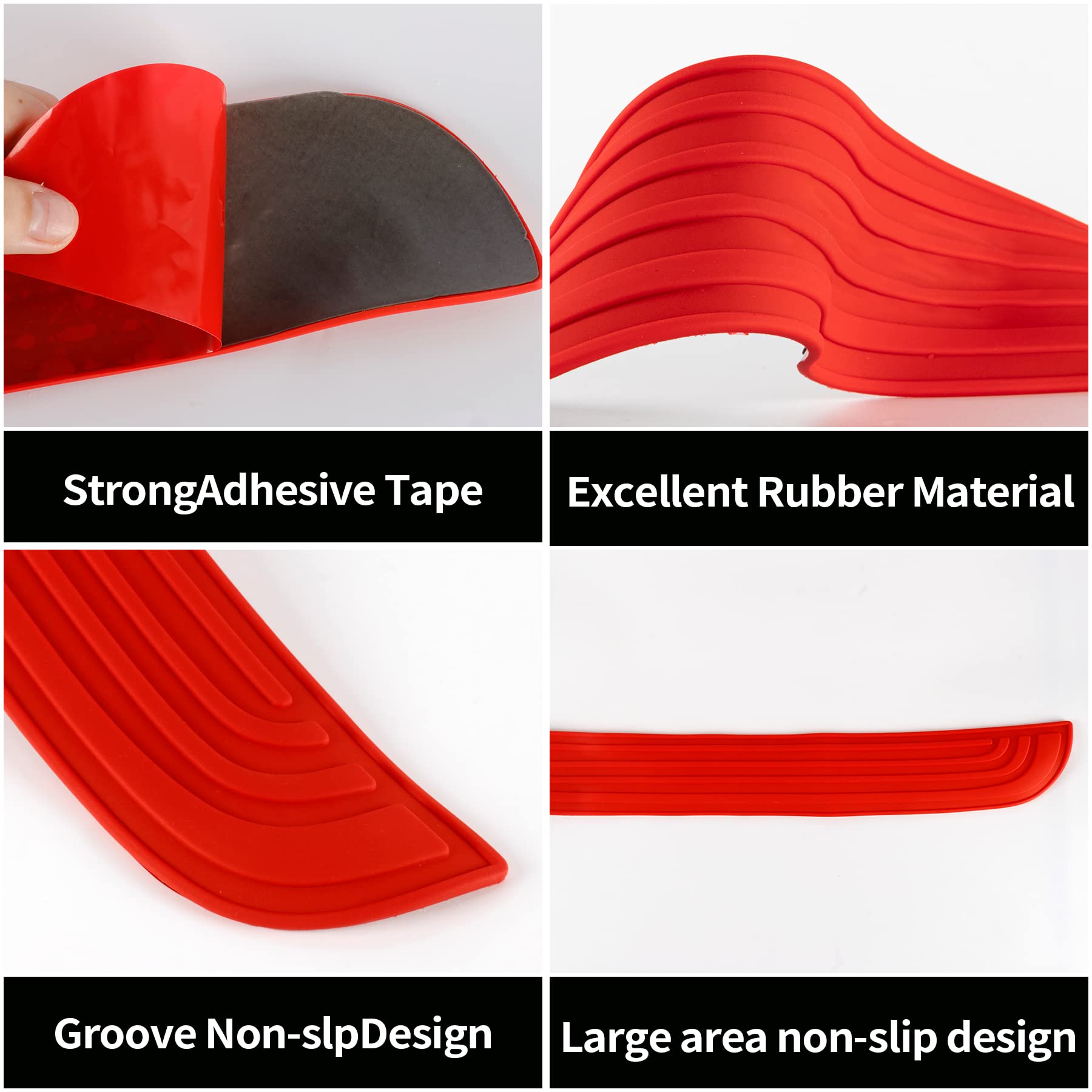 Singaro Car Rear Bumper Protector, 35.5Inch X2.75Inch Car/Suv Universal Rubber Anti-Scratch Trunk Exterior Accessories(Red)