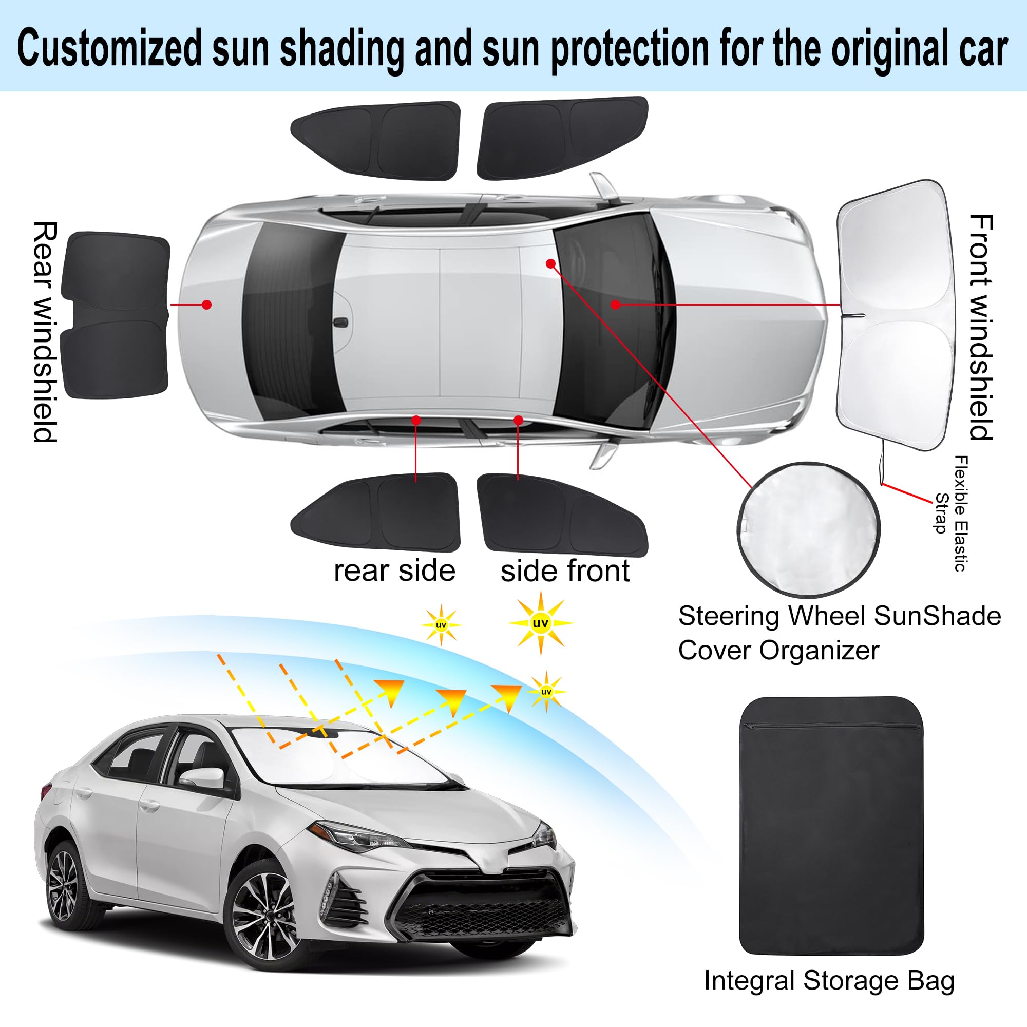 Tinglu Window Shades For Toyota Corolla 2014-2019 Accessories Car Side Full Windows Windshield Sun Shade Sun Uv Rays & Privacy P