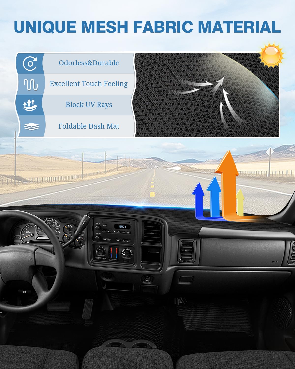 Fiilines Dash Cover For 1999-2006 Gmc Sierra/Chevrolet Silverado, 2000-2006 Gmc Yukon Xl/Chevy Suburban Tahoe Avalanche, Dashboa