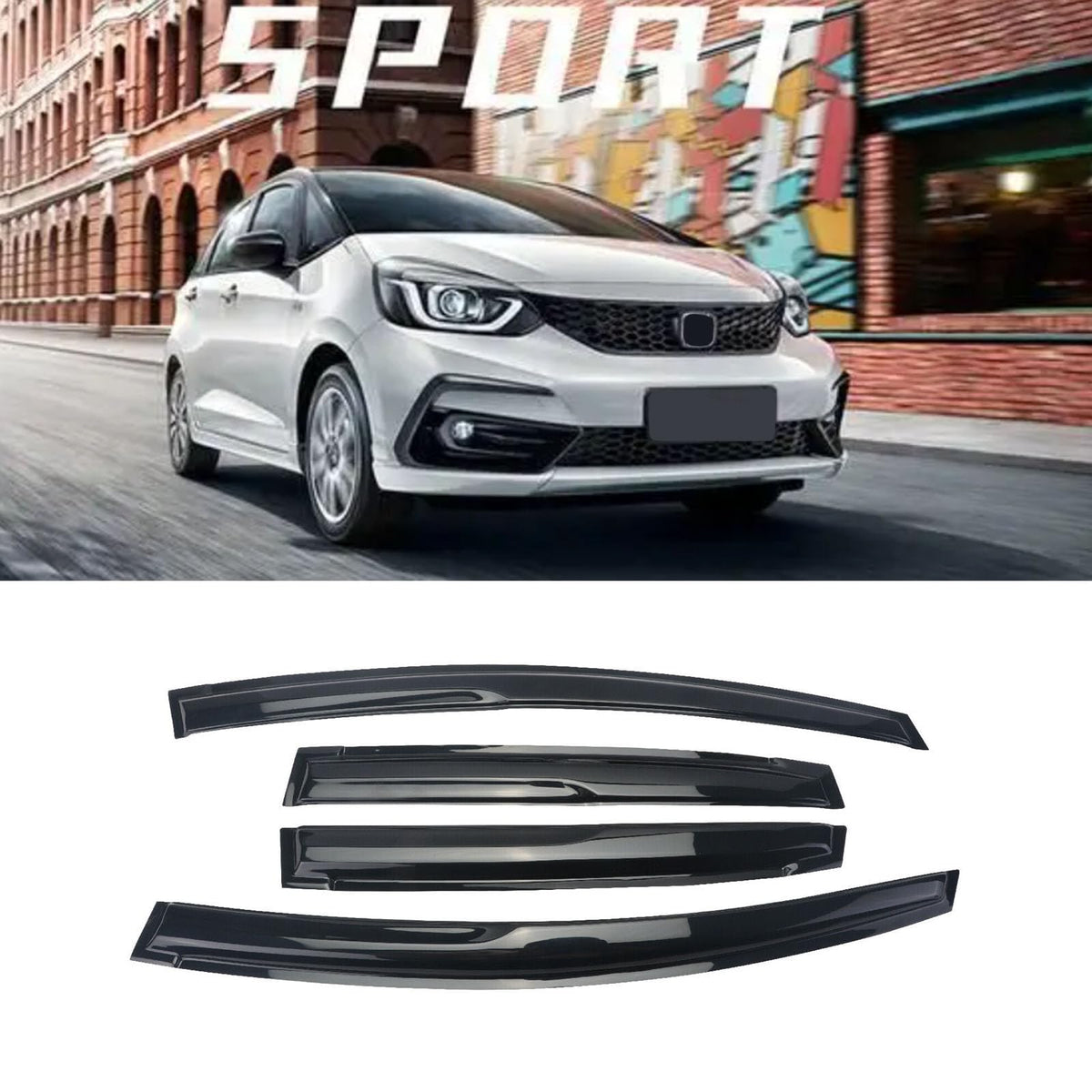 Sontian Window Visor With 2009-2014 Honda Fit 4 Door Rain Guards Outside Mount Sun Rain Wind Guards Window Visors For Cars, Vent