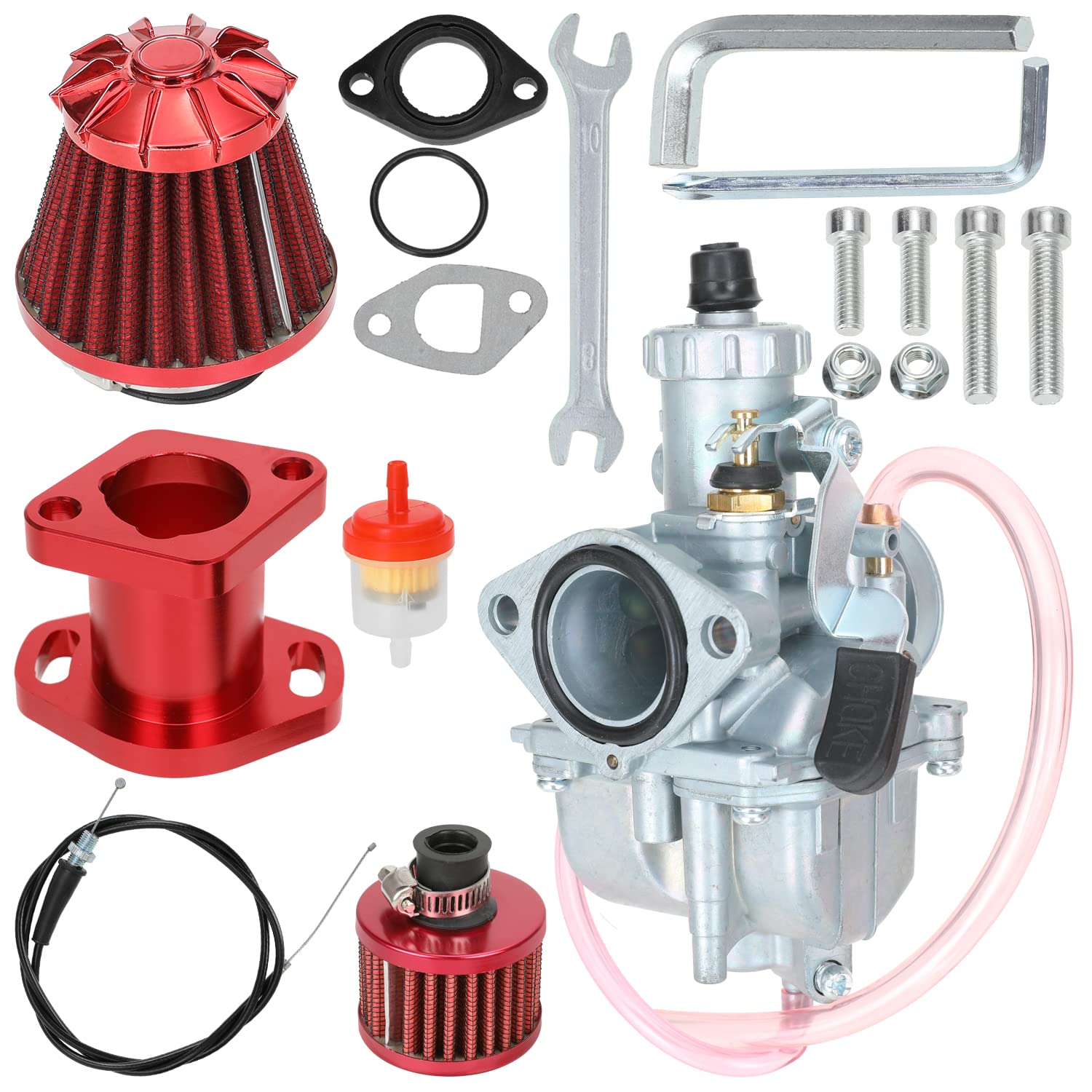 Yoxufa Vm22 Carburetor Carb Intake Pipe Mainfold Kit For Non Hemi Predator 212Cc Engine Coleman Ct200U Ct200U-Ex Gx160 Gx200 196Cc 6.5Hp Baja Warrior Mb200 Mini Bike Go Kart Performance Parts